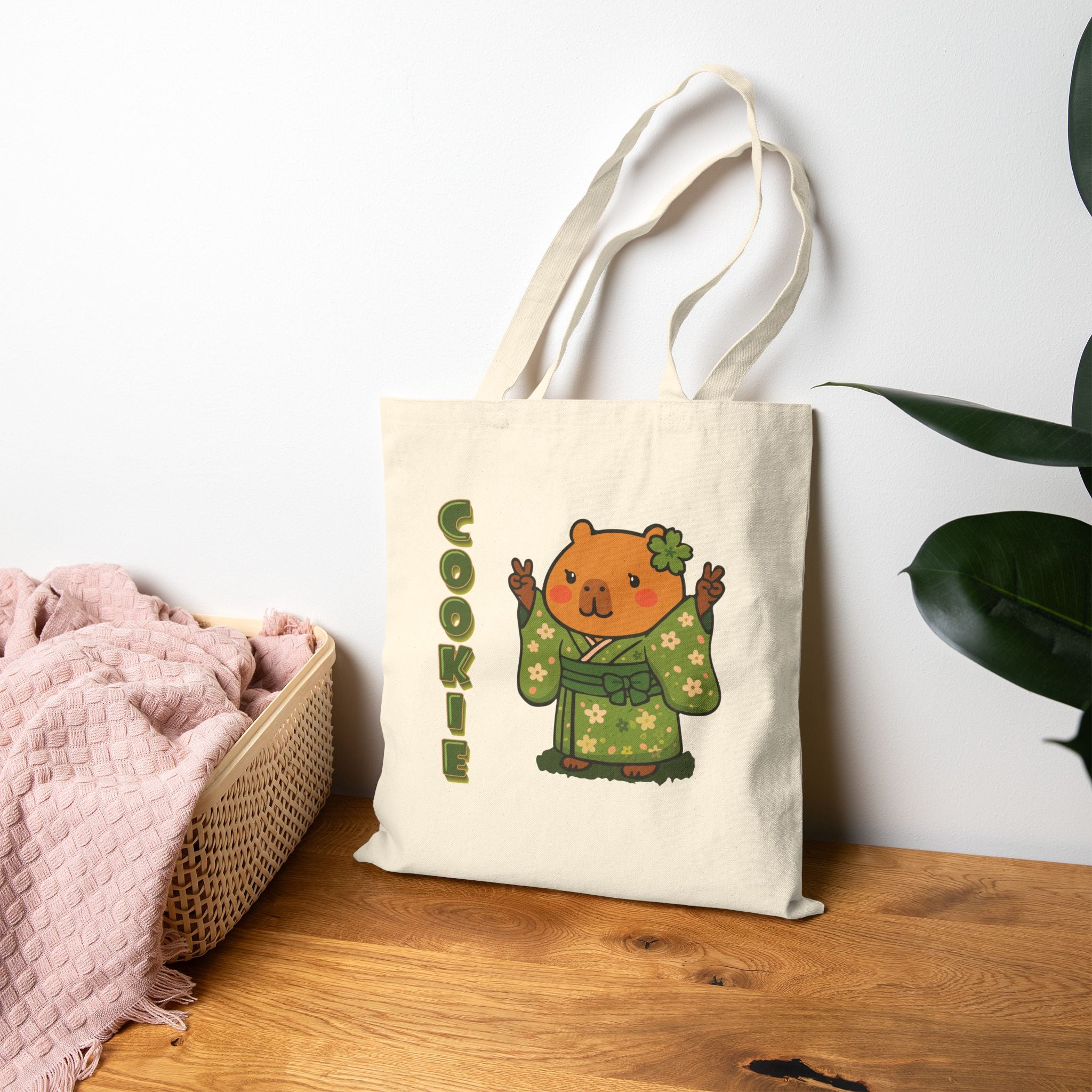 Cookie the Fun Lover Capybara Cartoon Tote Bag, Cute Kawaii Animal Gift