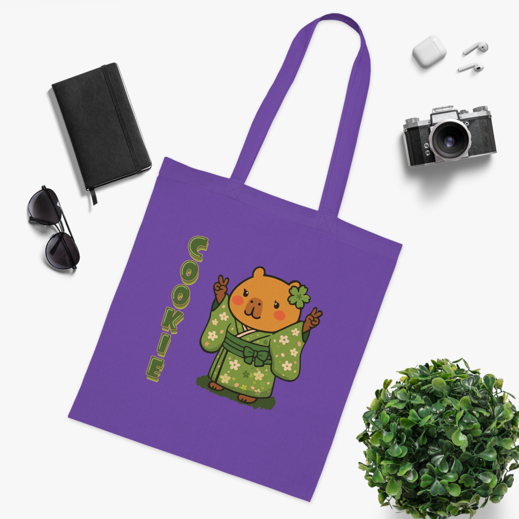 Cookie the Fun Lover Capybara Cartoon Tote Bag, Cute Kawaii Animal Gift
