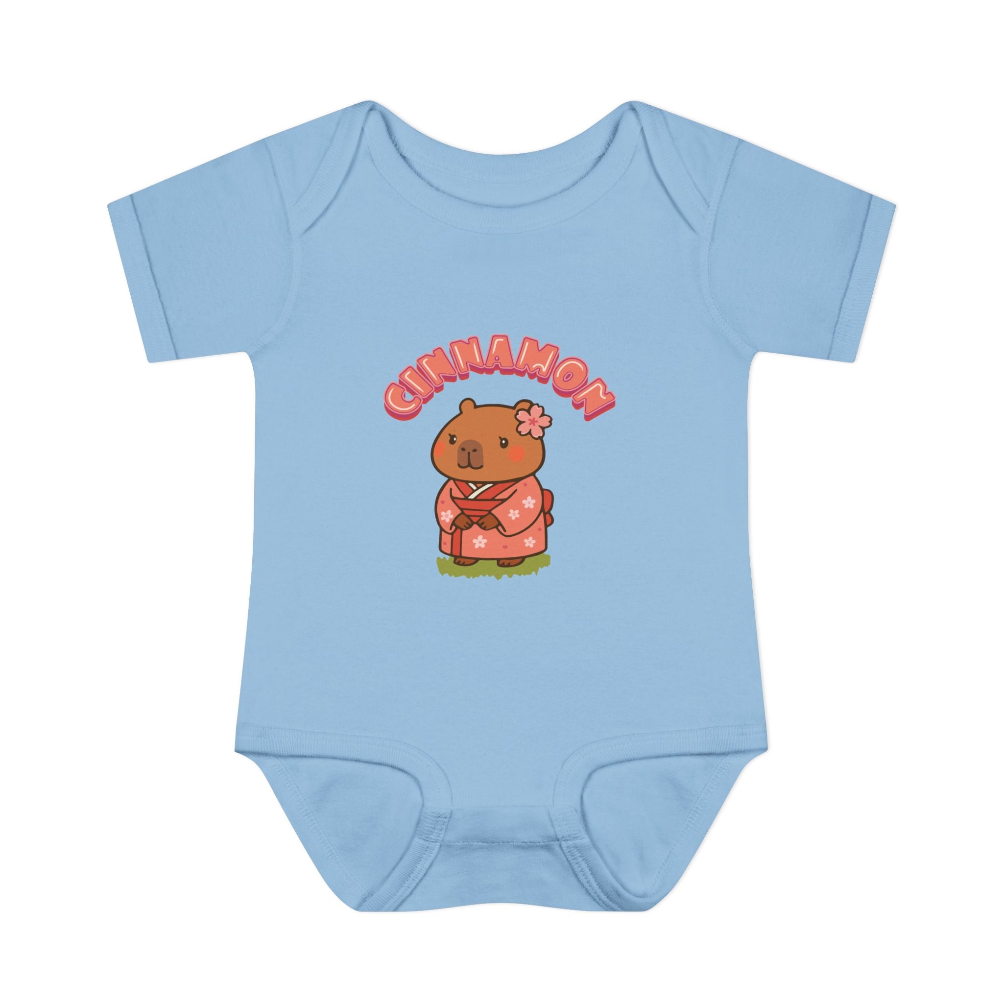 Cinnamon the Cherry Blossom Lover Capybara Cartoon Bodysuit, Cute Kawaii Animal Gift