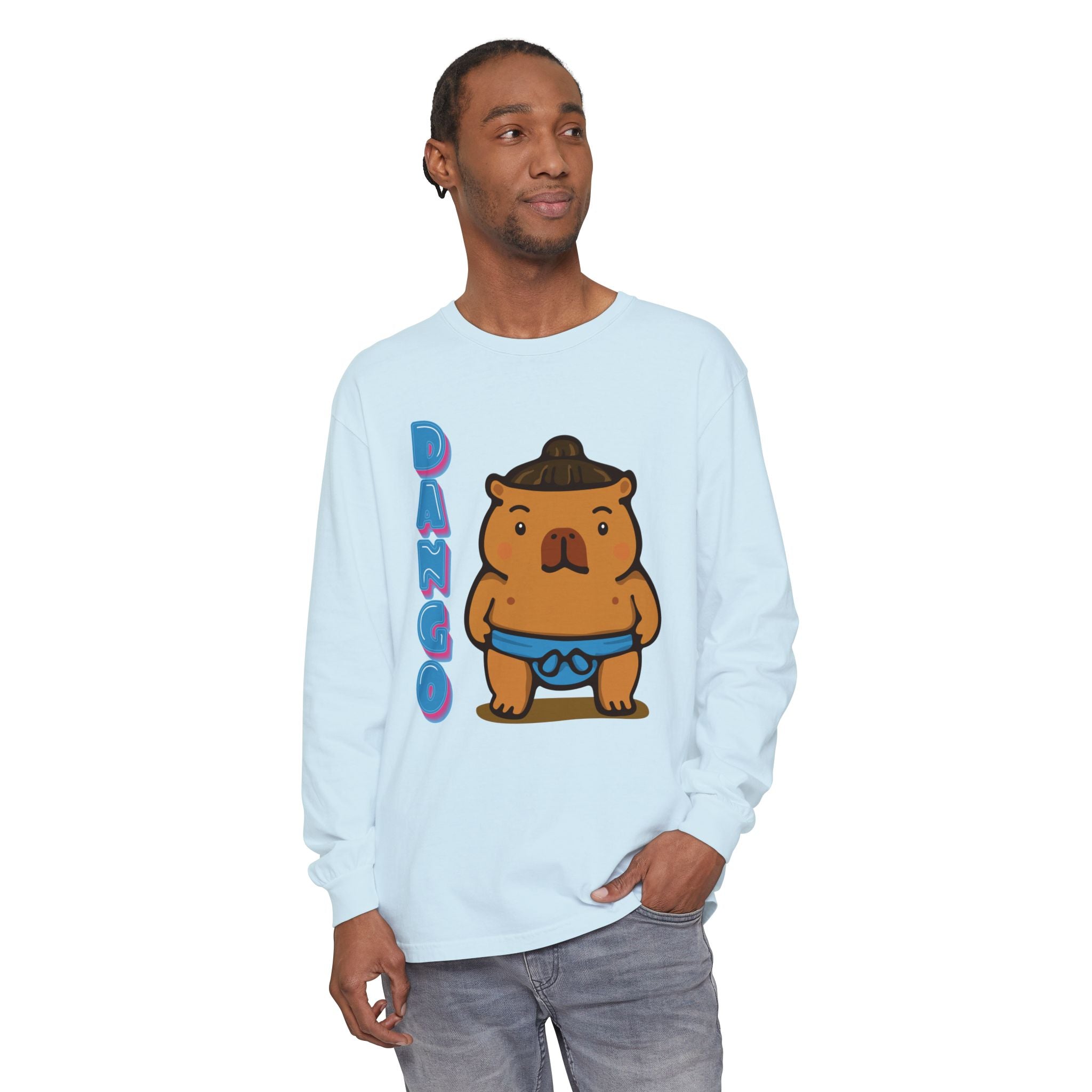 Dango the Sumo Lover Capybara Cartoon long sleeve shirt, Cute Kawaii Animal Gift