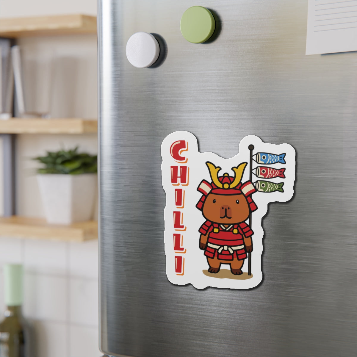 Chilli the Samurai Warrior Capybara Cartoon Magnets, Cute Kawaii Animal Gift
