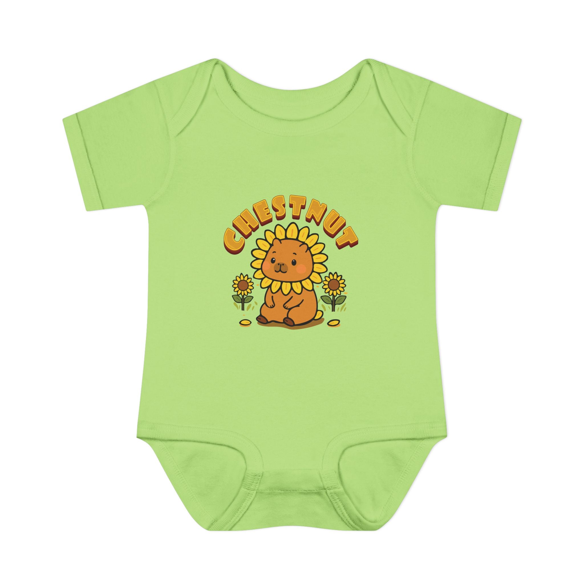 Chestnut the Sunflower Lover Capybara Cartoon Bodysuit, Cute Kawaii Animal Gift
