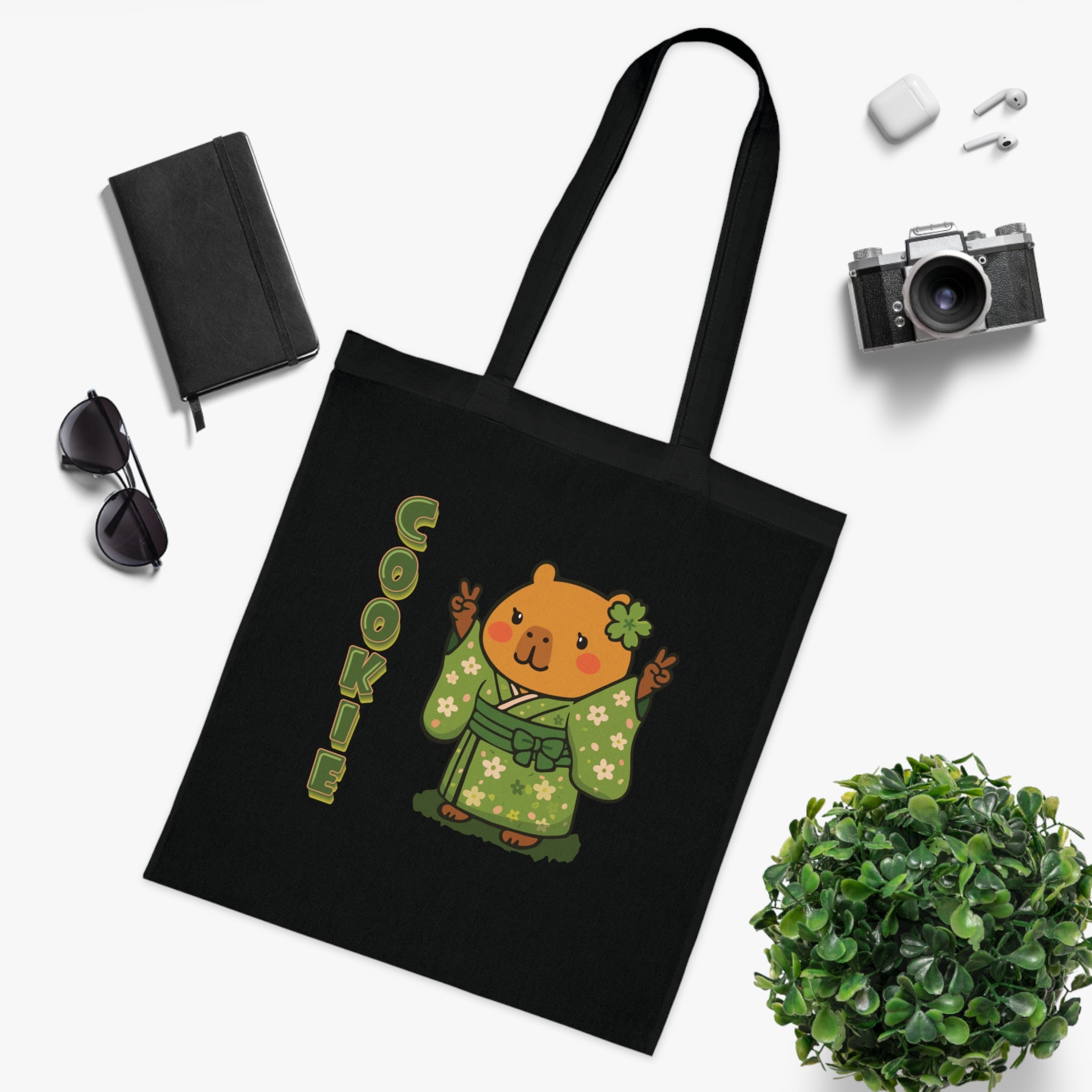 Cookie the Fun Lover Capybara Cartoon Tote Bag, Cute Kawaii Animal Gift