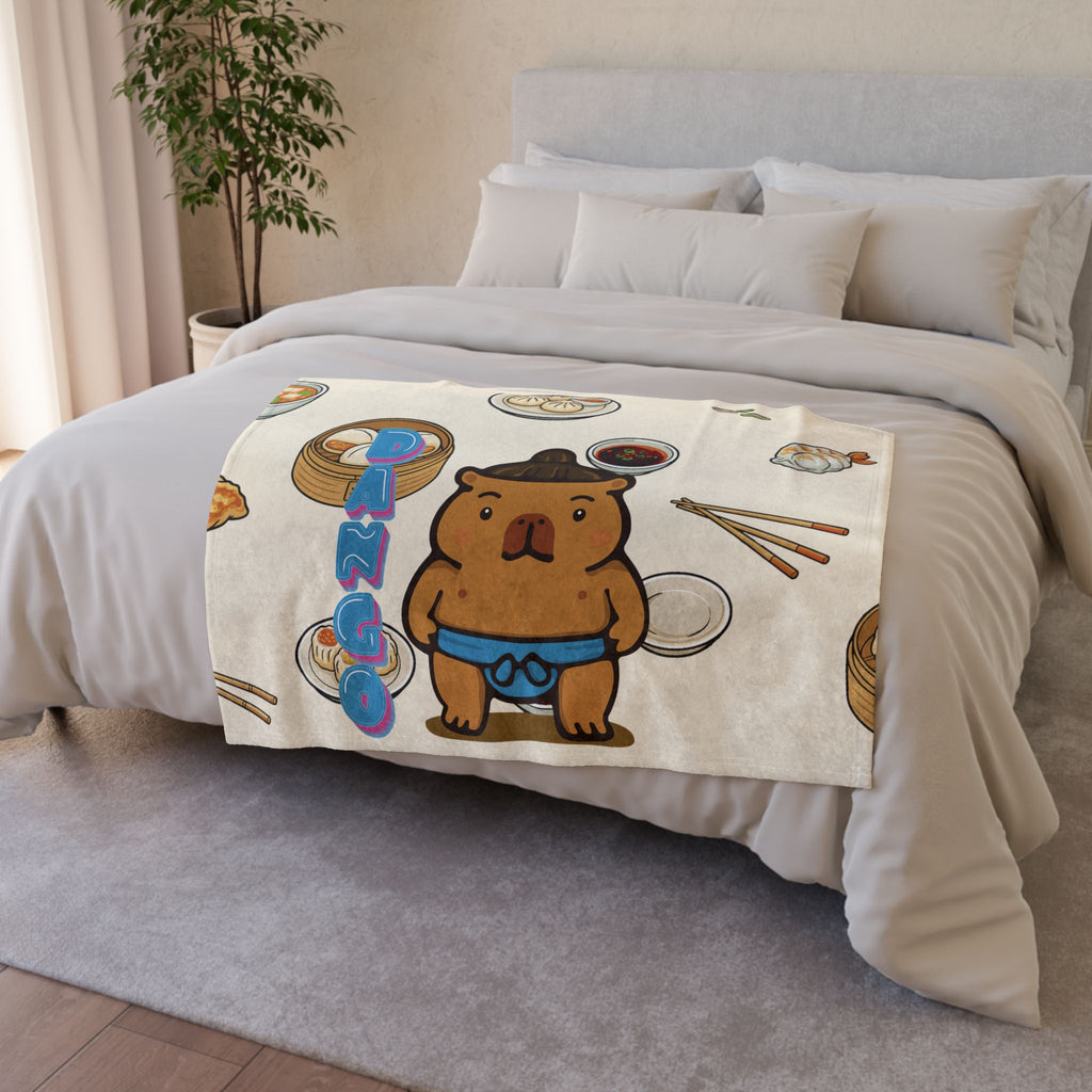 Dango the Sumo Lover Capybara Cartoon Soft Blanket, Cute Kawaii Animal Gift
