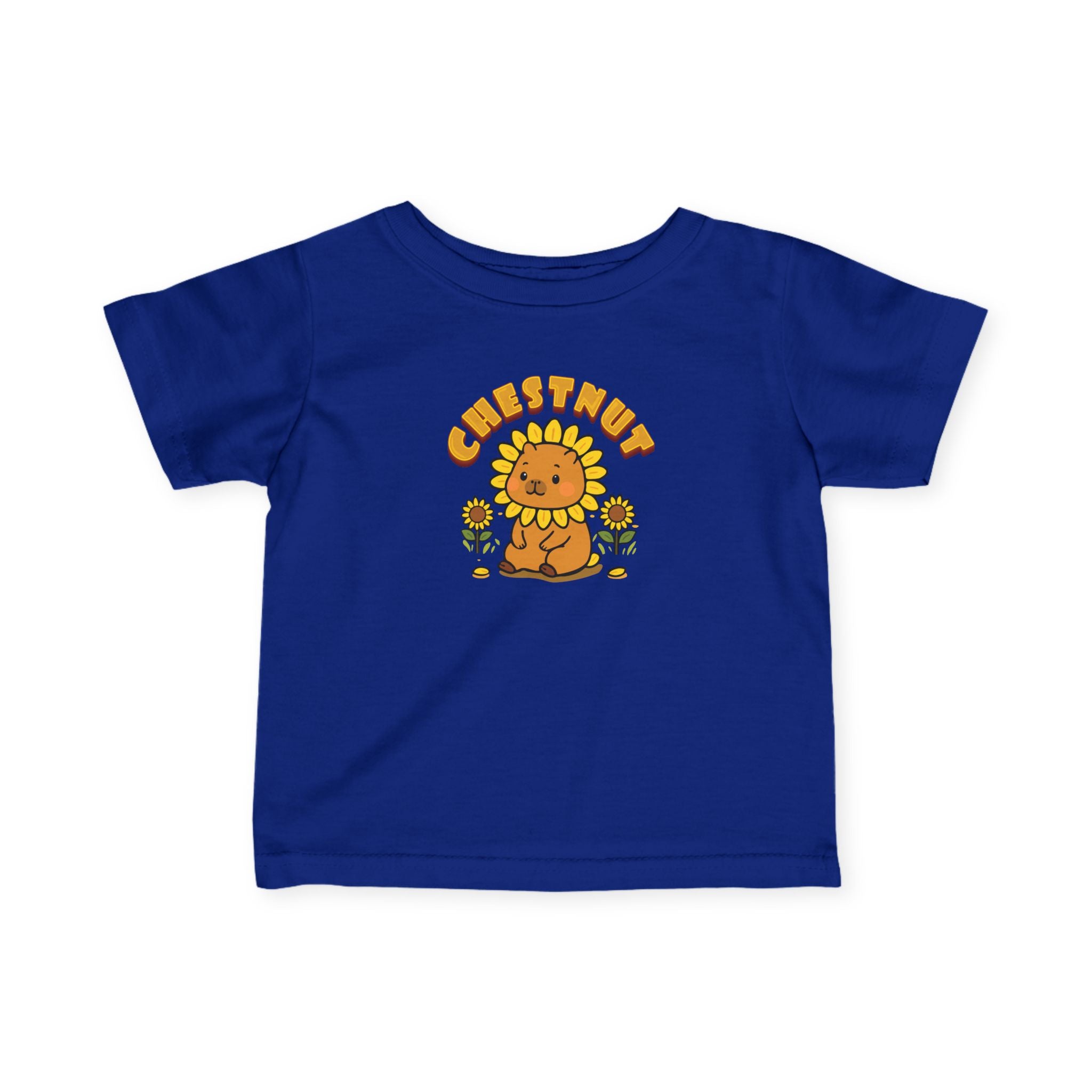 Chestnut the Sunflower Lover Capybara Cartoon T-Shirt, Cute Kawaii Animal Gift