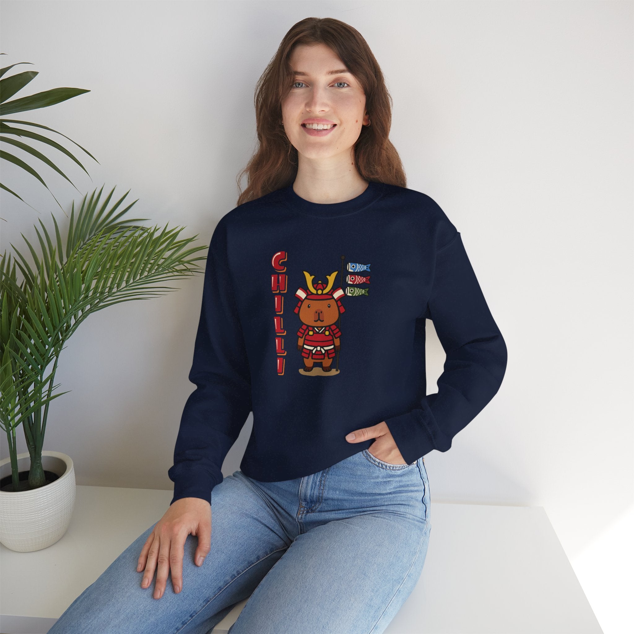 Chilli the Samurai Warrior Capybara Cartoon Sweater, Cute Kawaii Animal Gift for Adults