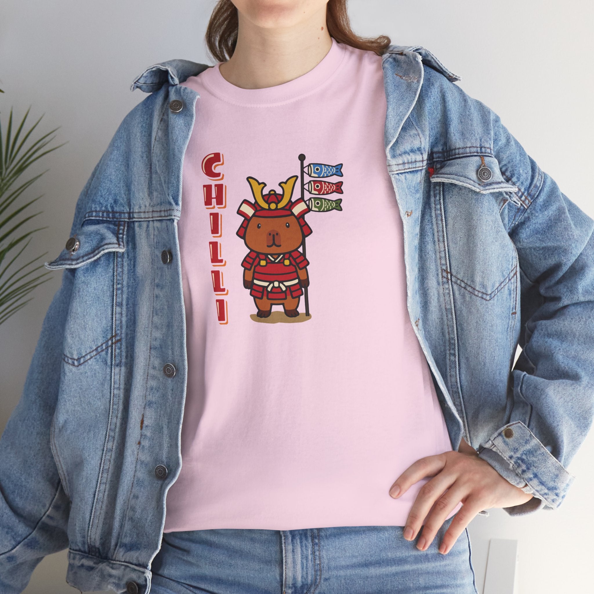 Chilli the Samurai Warrior Capybara Cartoon T-Shirt, Cute Kawaii Animal Gift