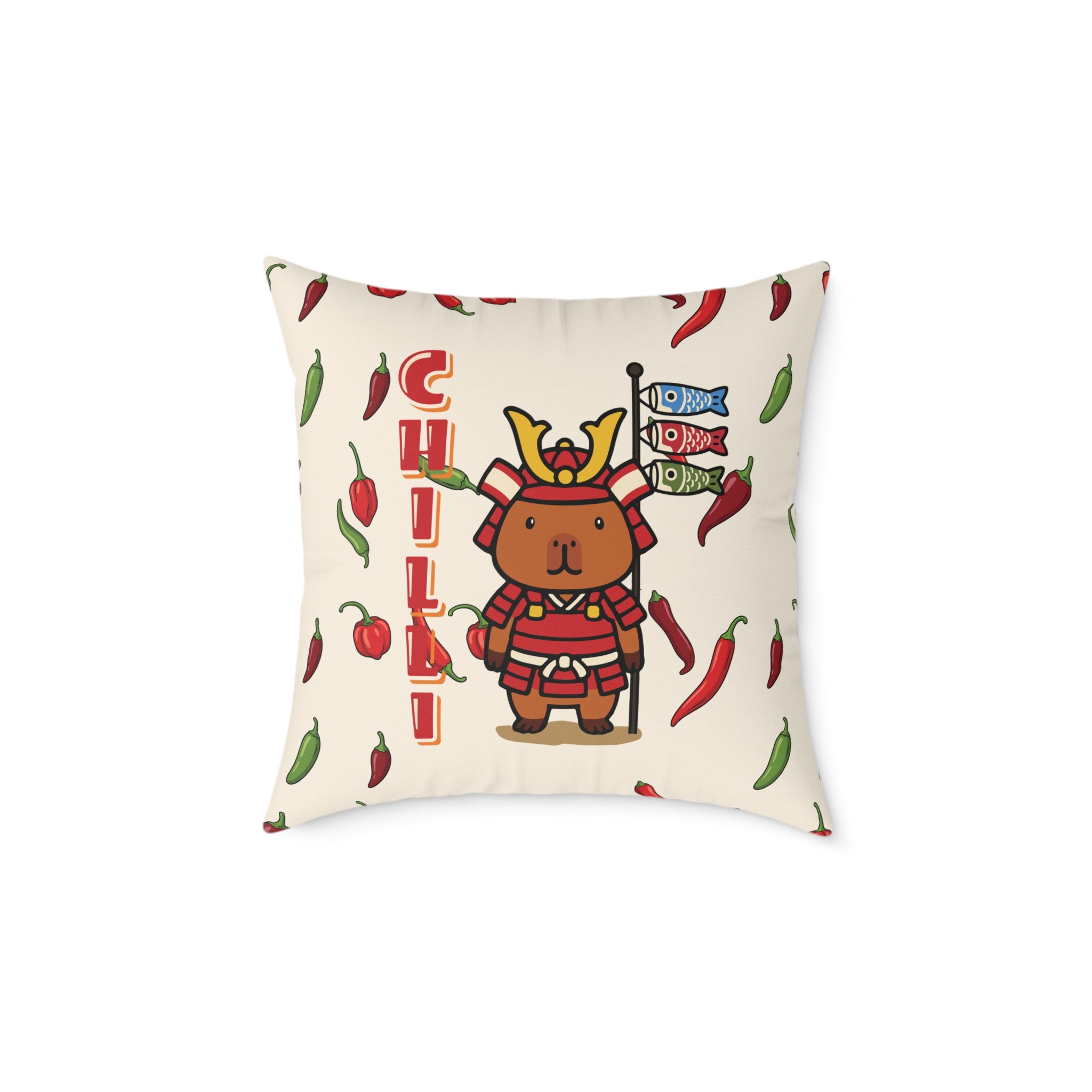 Chilli the Samurai Warrior Capybara Cartoon Pillow, Cute Kawaii Animal Gift