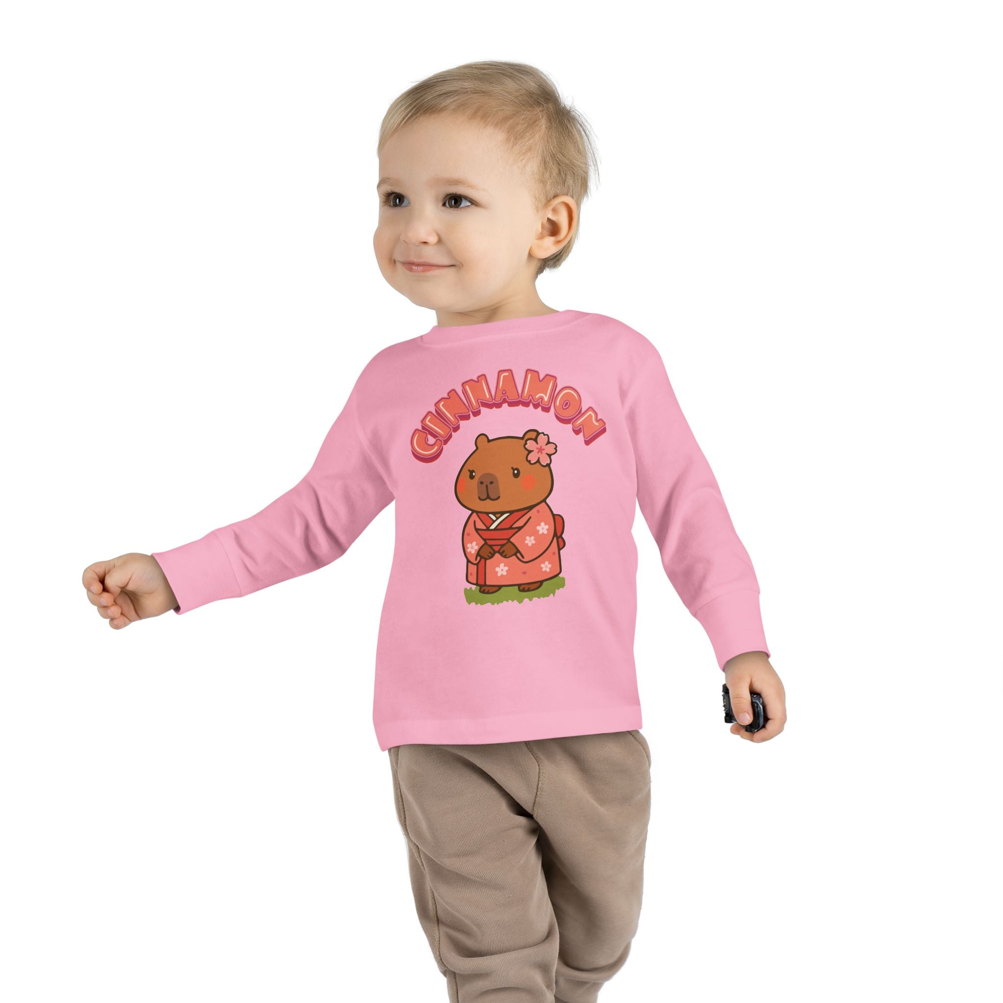 Cinnamon the Cherry Blossom Lover Capybara Cartoon long sleeve shirt, Cute Kawaii Animal Gift