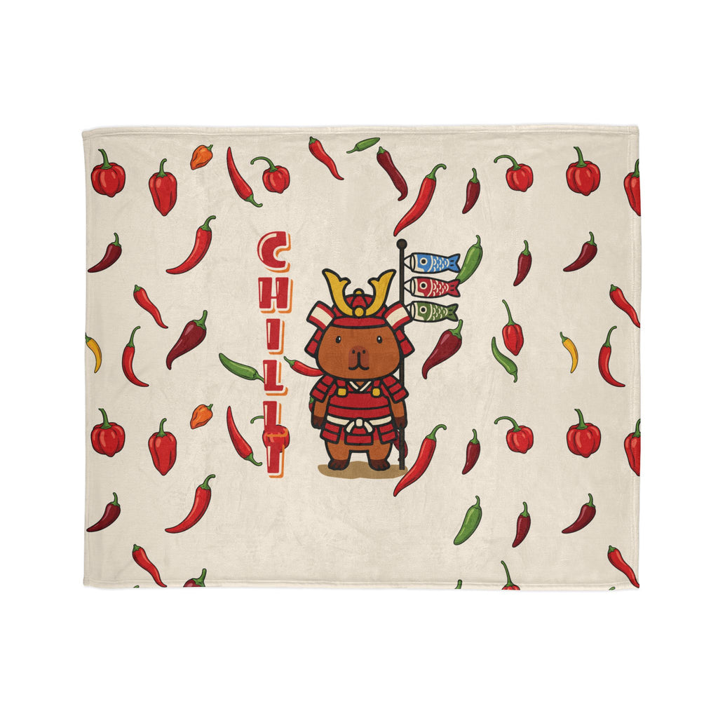 Chilli the Samurai Warrior Capybara Cartoon Soft Blanket, Cute Kawaii Animal Gift