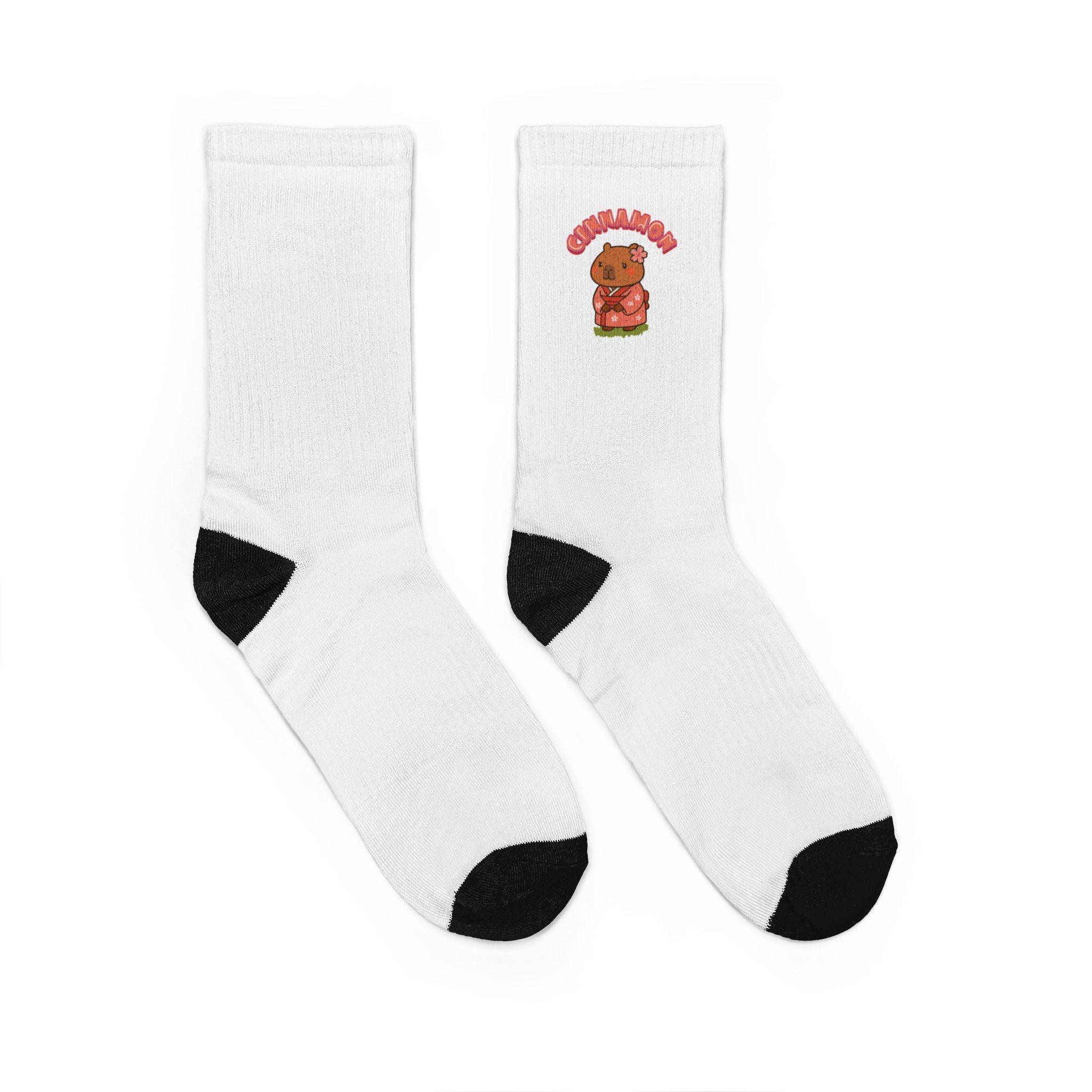 Cinnamon the Cherry Blossom Lover Capybara Cartoon Socks, Cute Kawaii Animal Gift