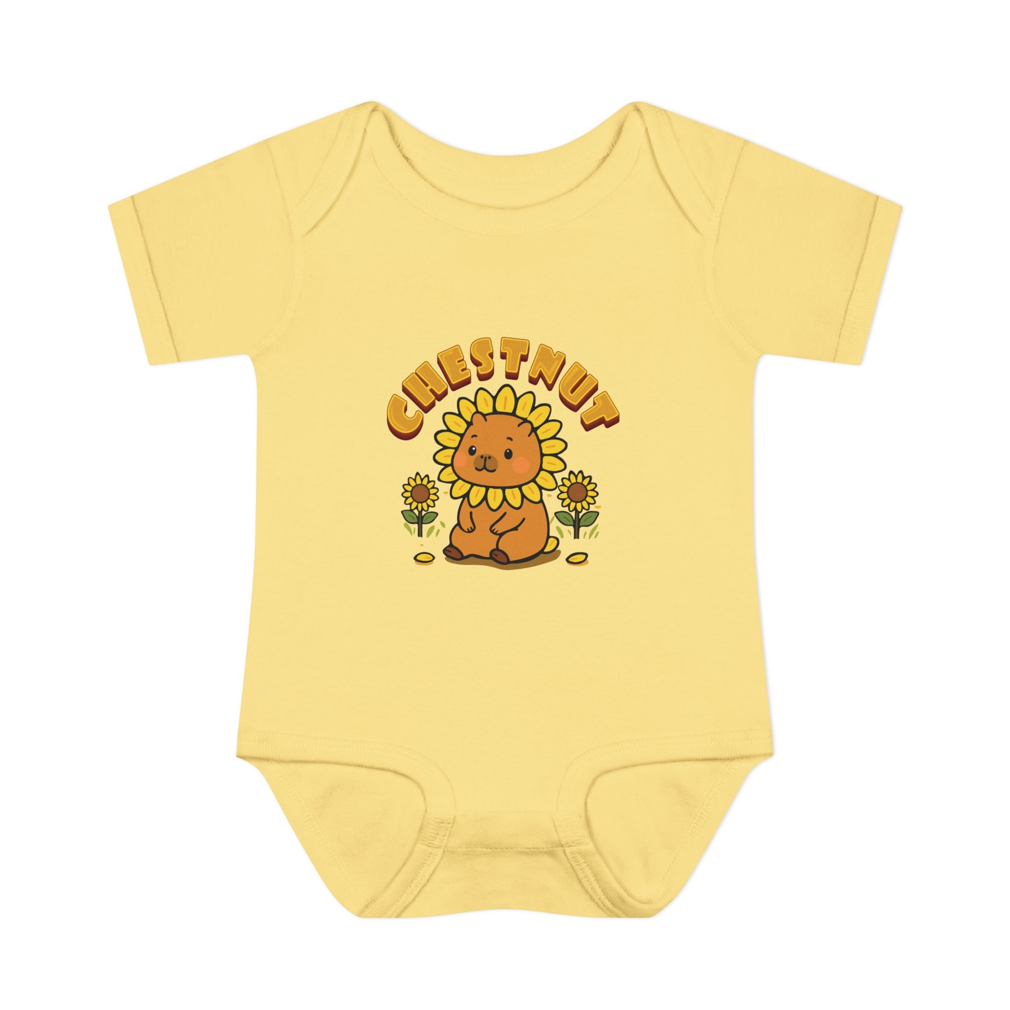 Chestnut the Sunflower Lover Capybara Cartoon Bodysuit, Cute Kawaii Animal Gift