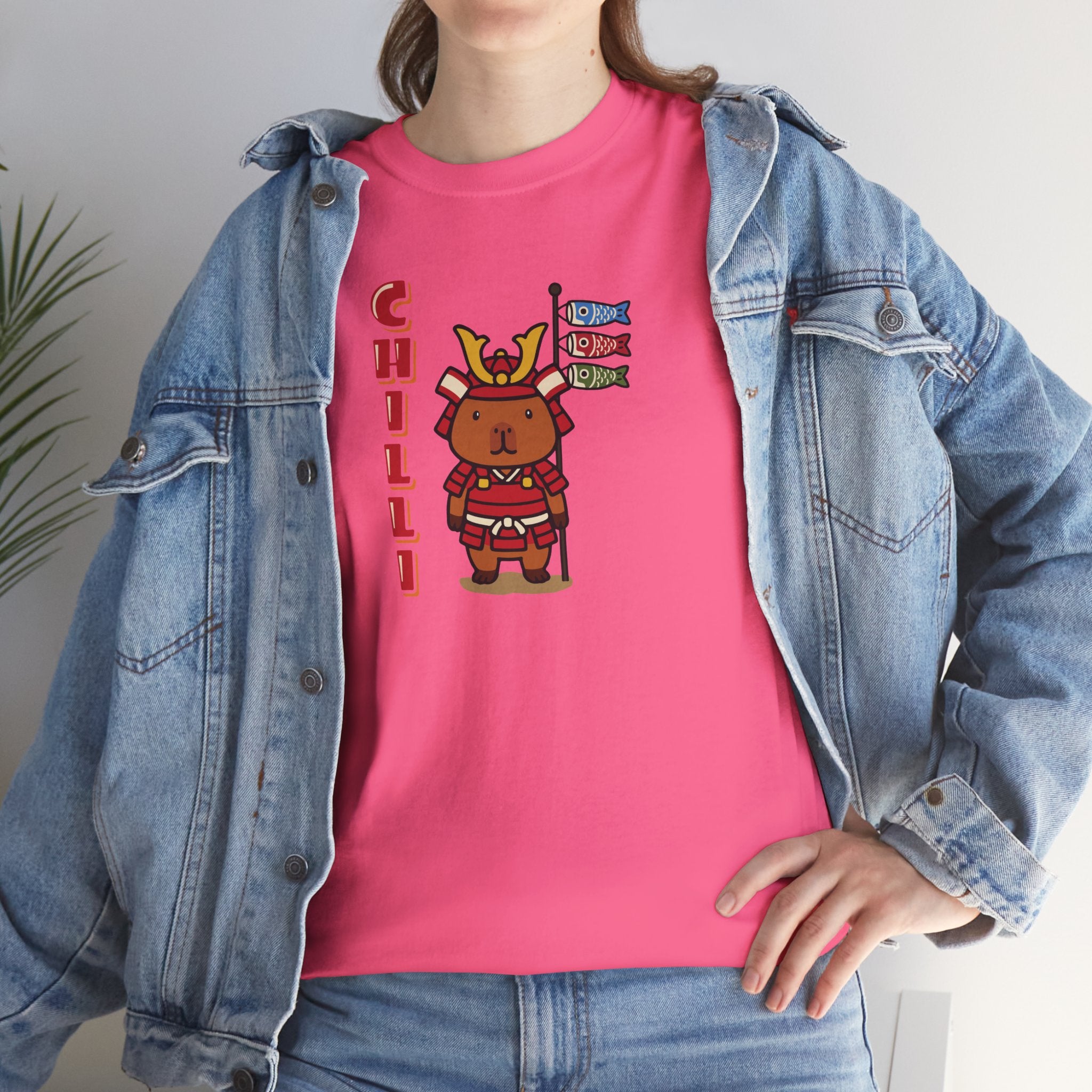 Chilli the Samurai Warrior Capybara Cartoon T-Shirt, Cute Kawaii Animal Gift