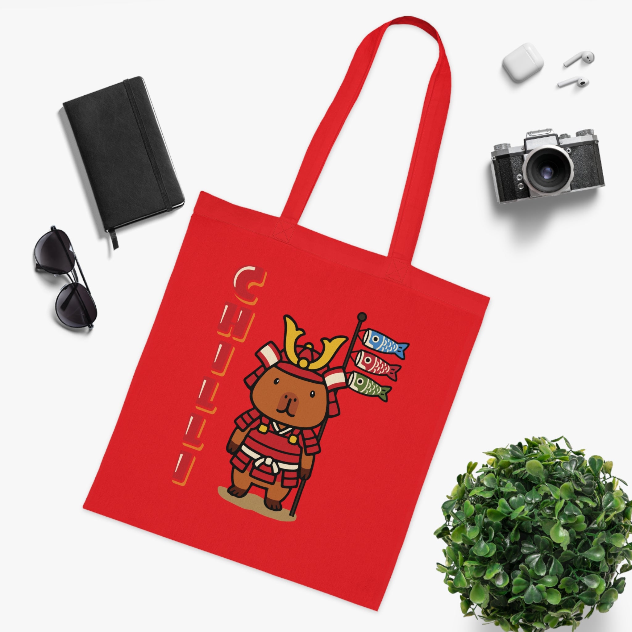 Chilli the Samurai Warrior Capybara Cartoon Tote Bag, Cute Kawaii Animal Gift