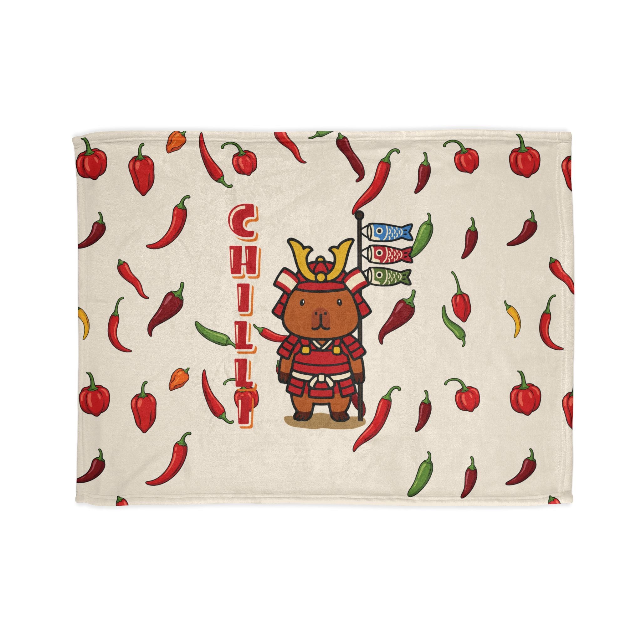 Chilli the Samurai Warrior Capybara Cartoon Soft Blanket, Cute Kawaii Animal Gift