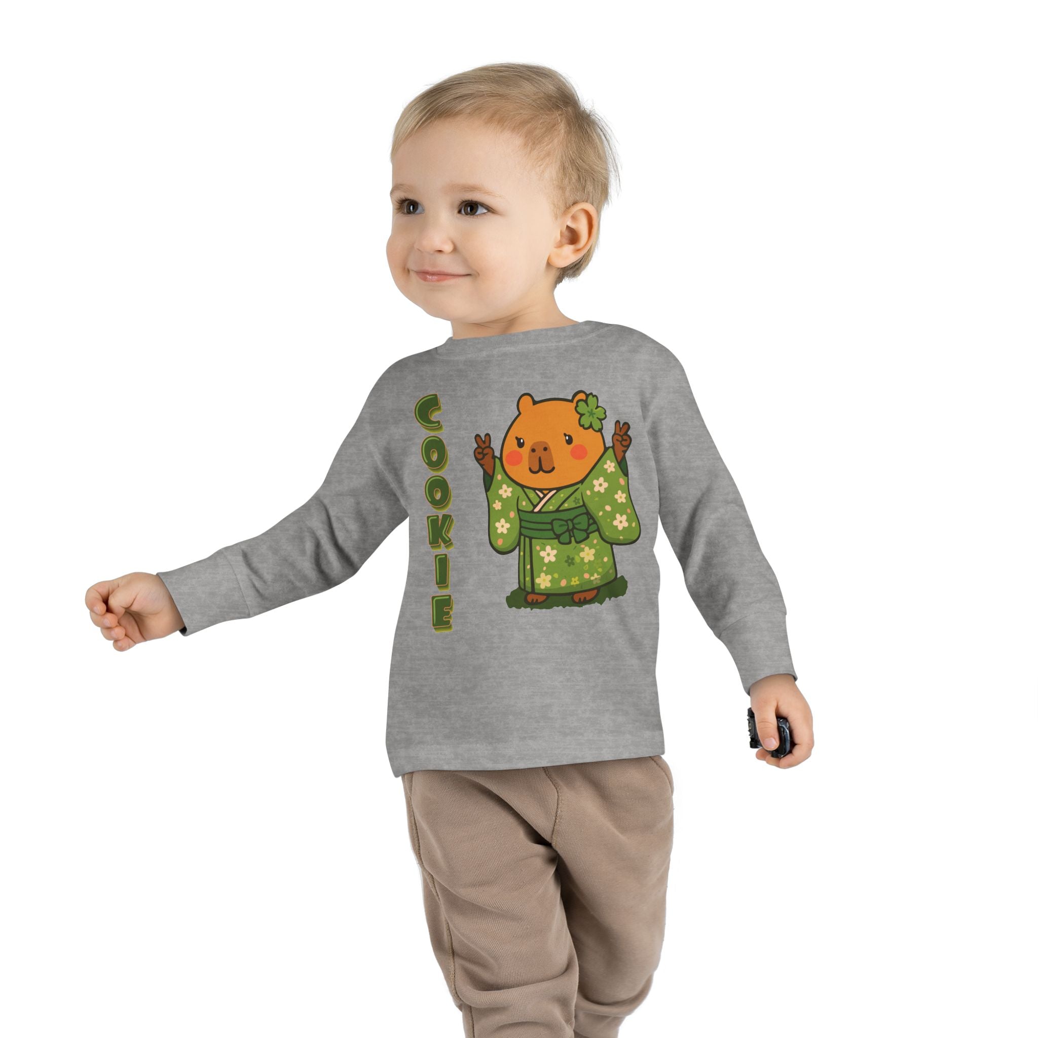 Cookie the Fun Lover Capybara Cartoon long sleeve shirt, Cute Kawaii Animal Gift