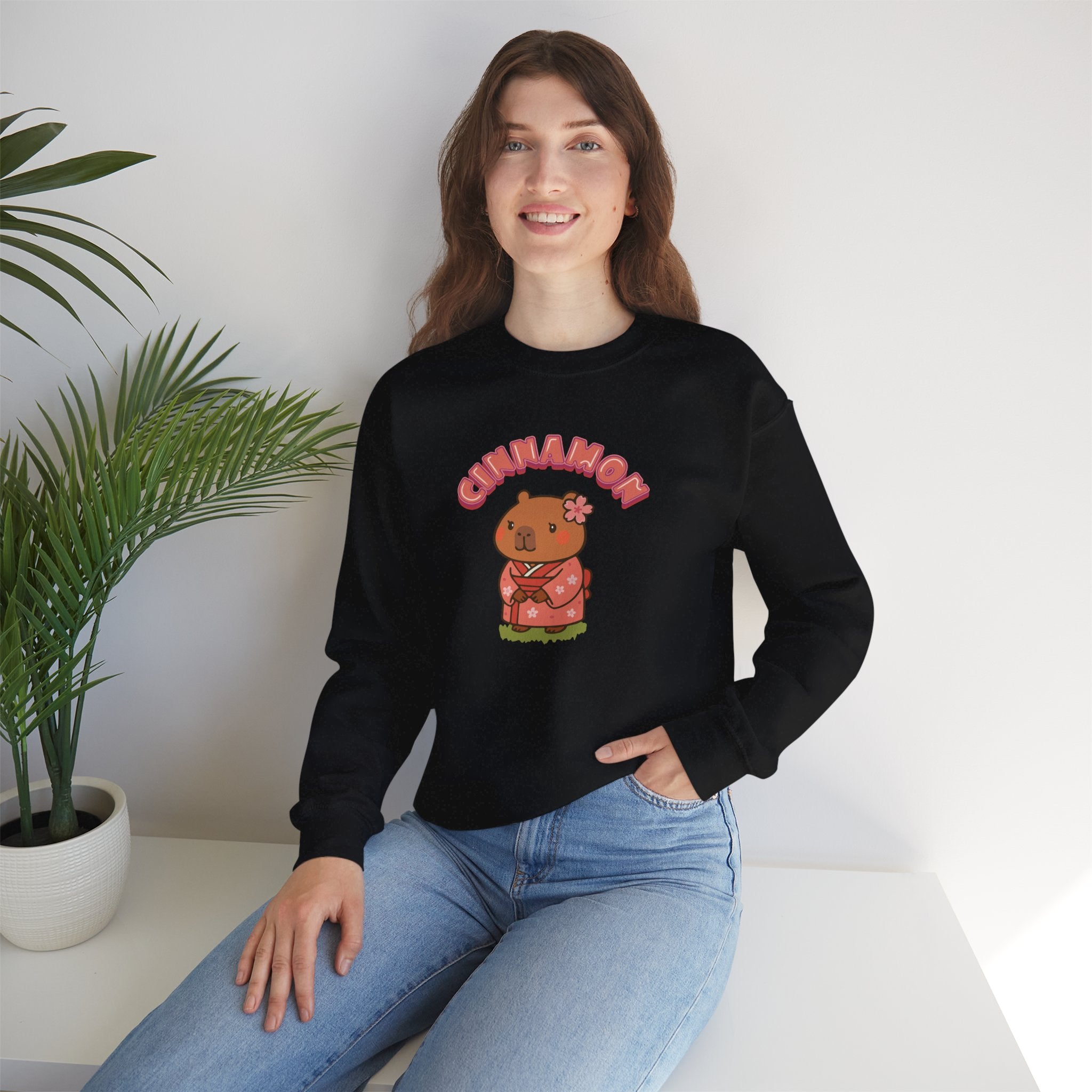 Cinnamon the Cherry Blossom Lover Capybara Cartoon Sweater, Cute Kawaii Animal Gift