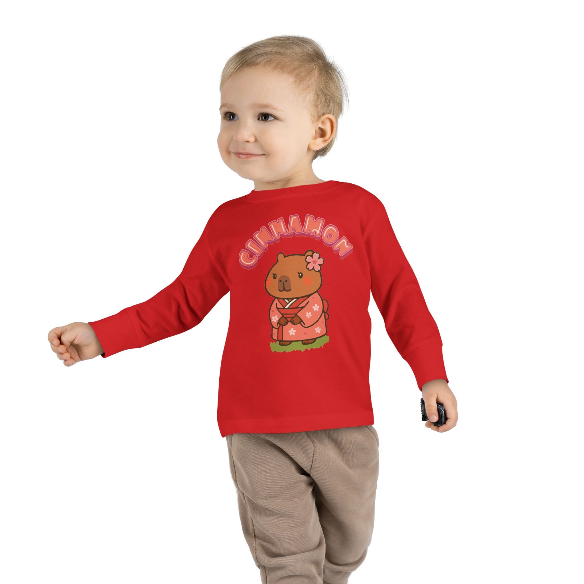 Cinnamon the Cherry Blossom Lover Capybara Cartoon long sleeve shirt, Cute Kawaii Animal Gift