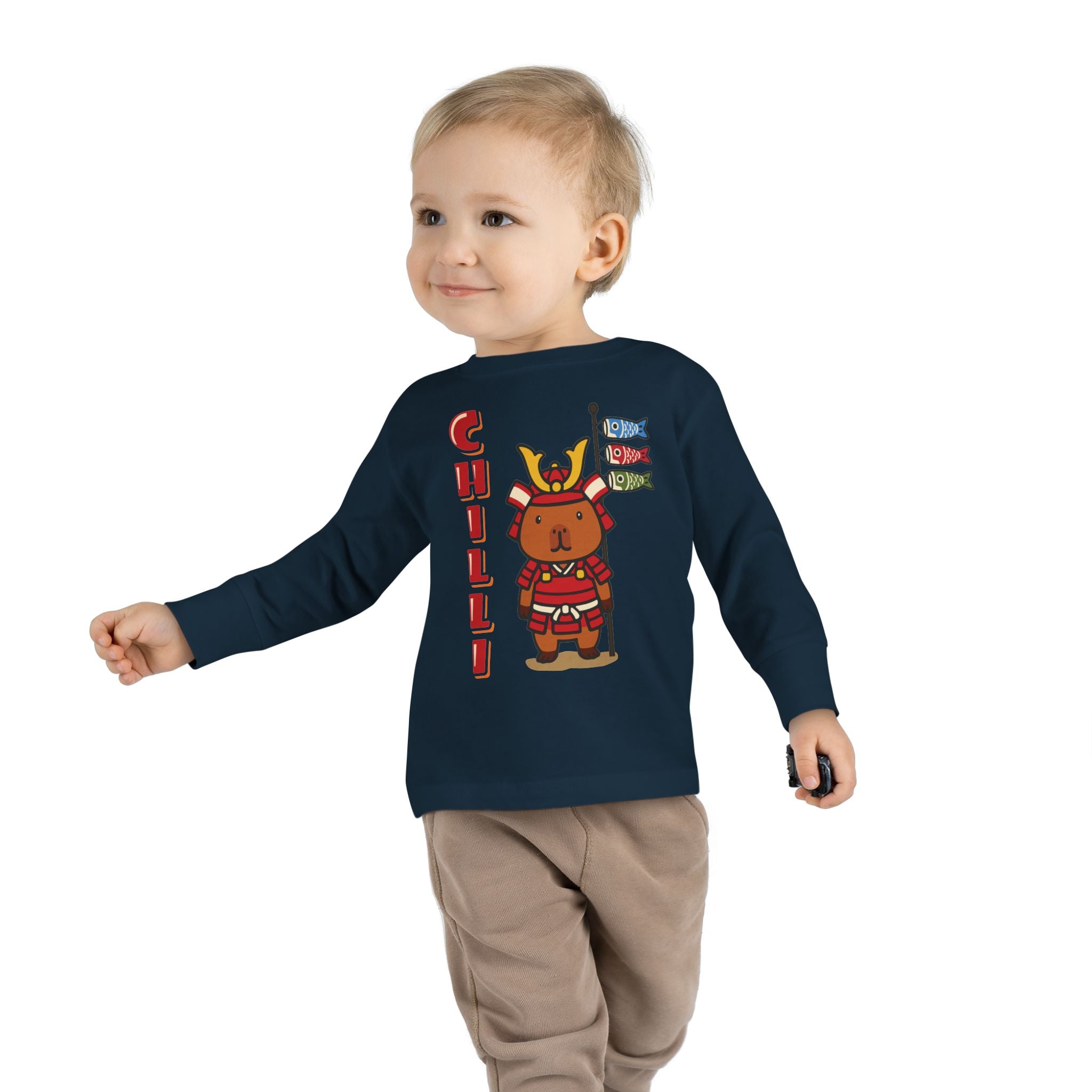 Chilli the Samurai Warrior Capybara Cartoon long sleeve shirt, Cute Kawaii Animal Gift