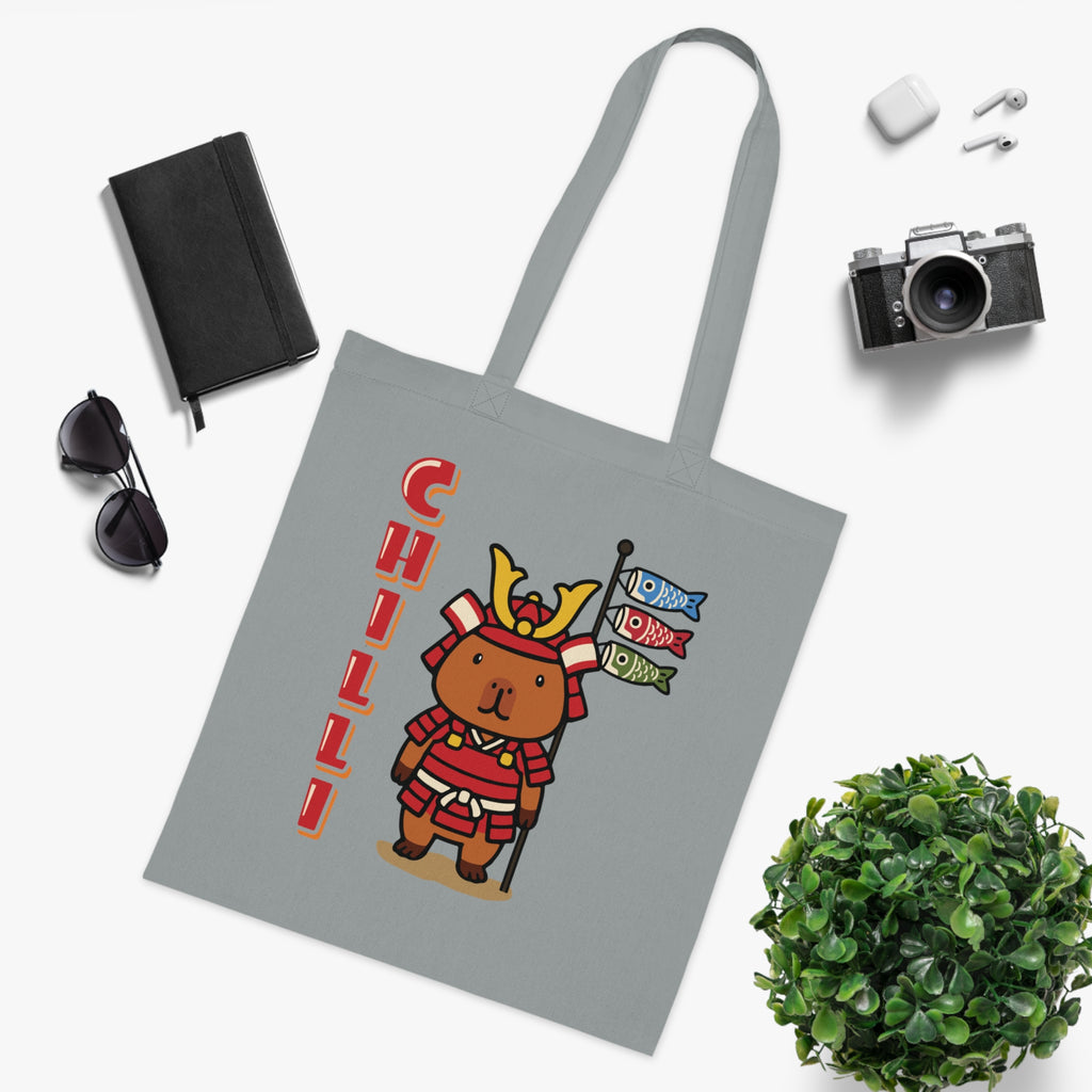 Chilli the Samurai Warrior Capybara Cartoon Tote Bag, Cute Kawaii Animal Gift