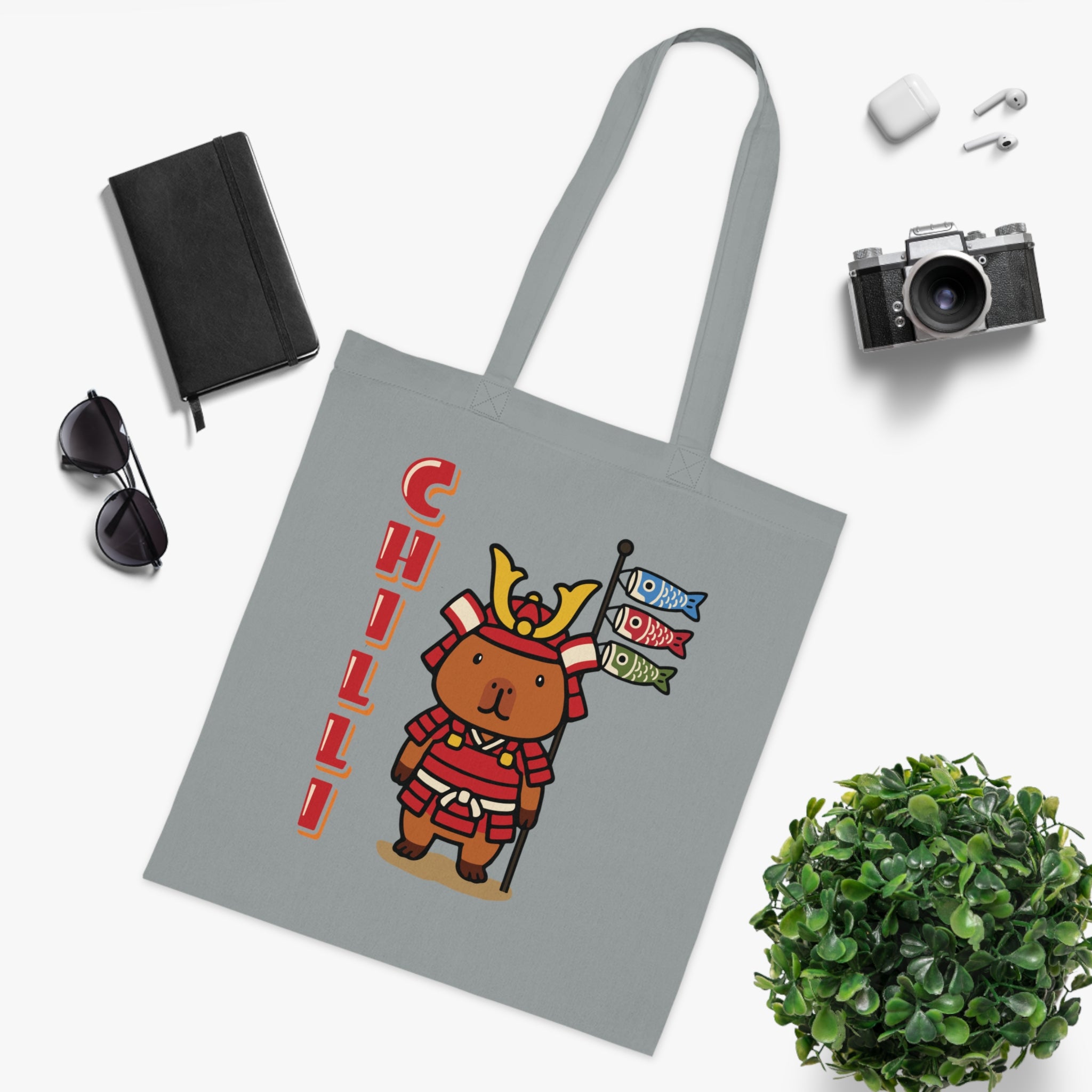 Chilli the Samurai Warrior Capybara Cartoon Tote Bag, Cute Kawaii Animal Gift