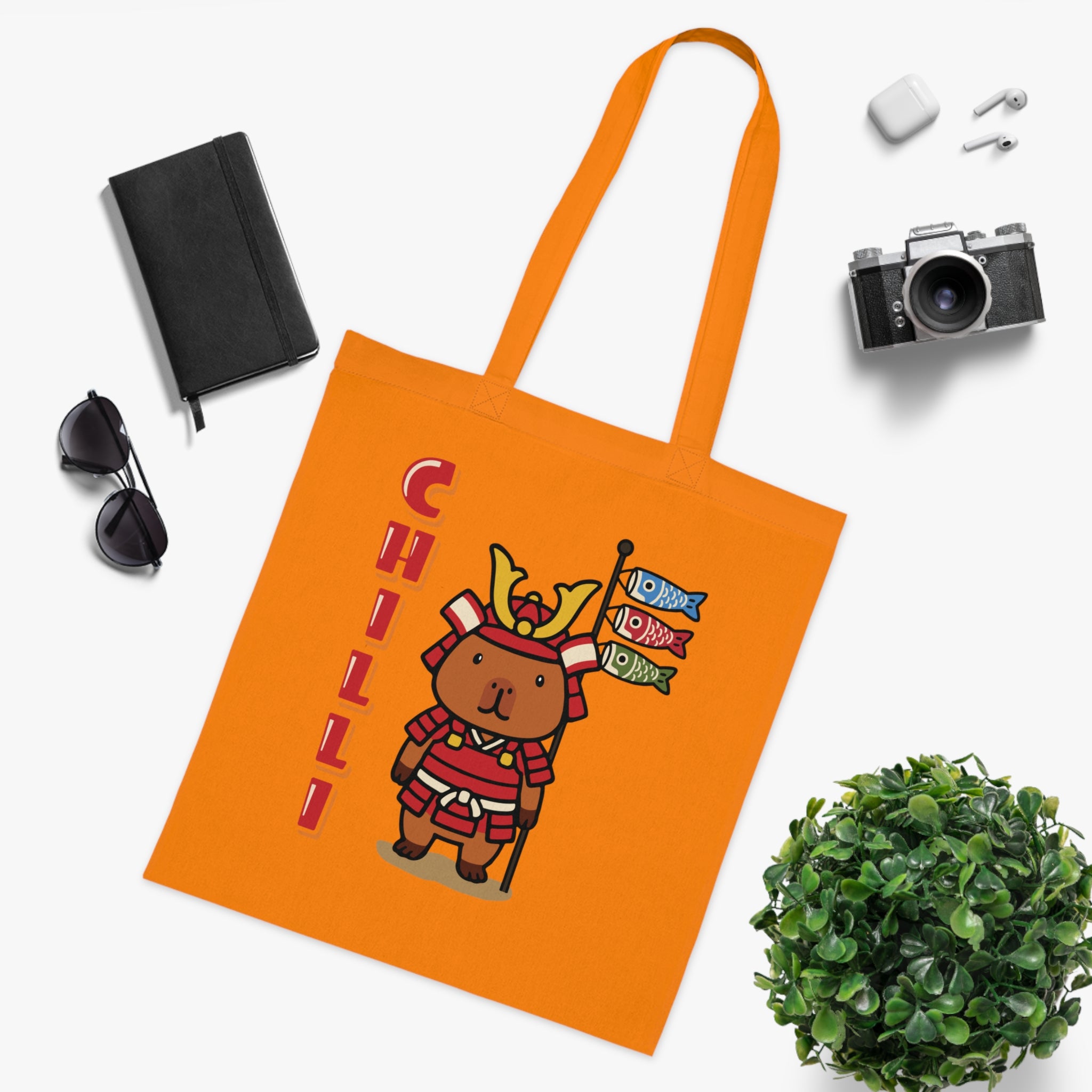 Chilli the Samurai Warrior Capybara Cartoon Tote Bag, Cute Kawaii Animal Gift