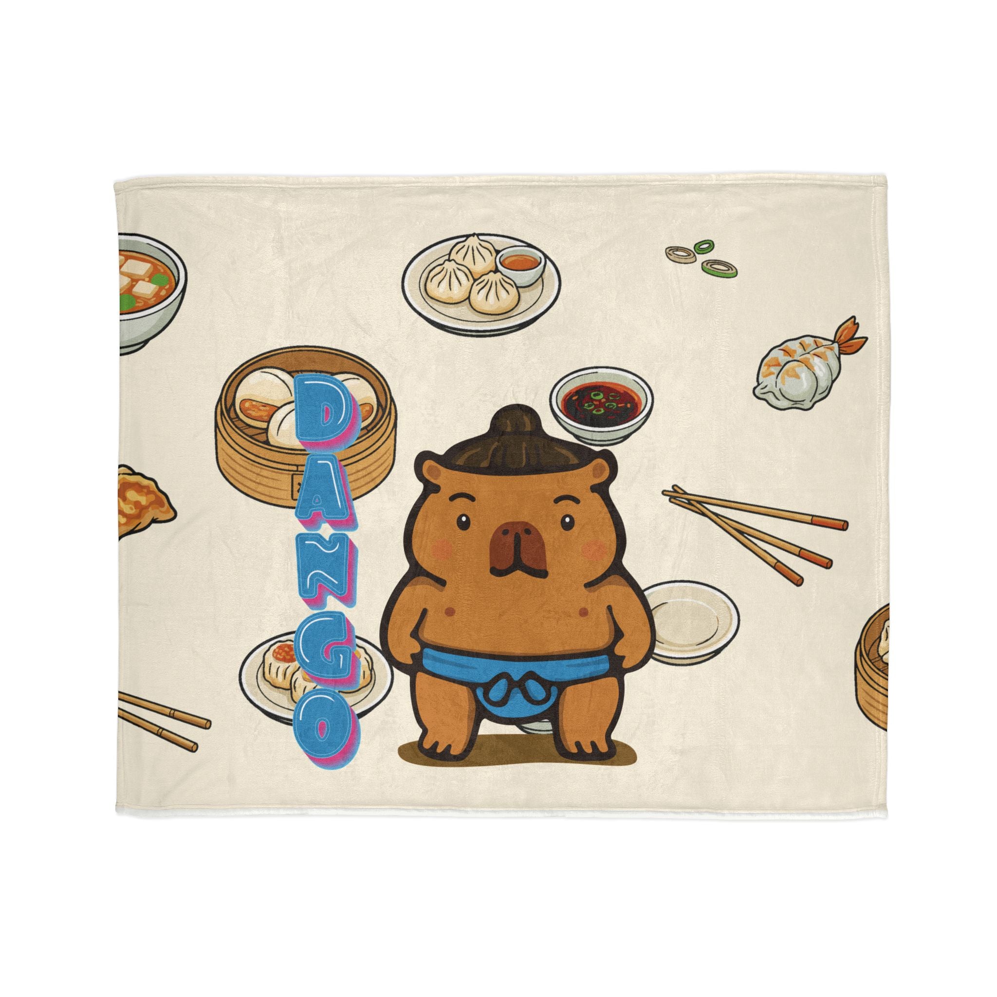 Dango the Sumo Lover Capybara Cartoon Soft Blanket, Cute Kawaii Animal Gift