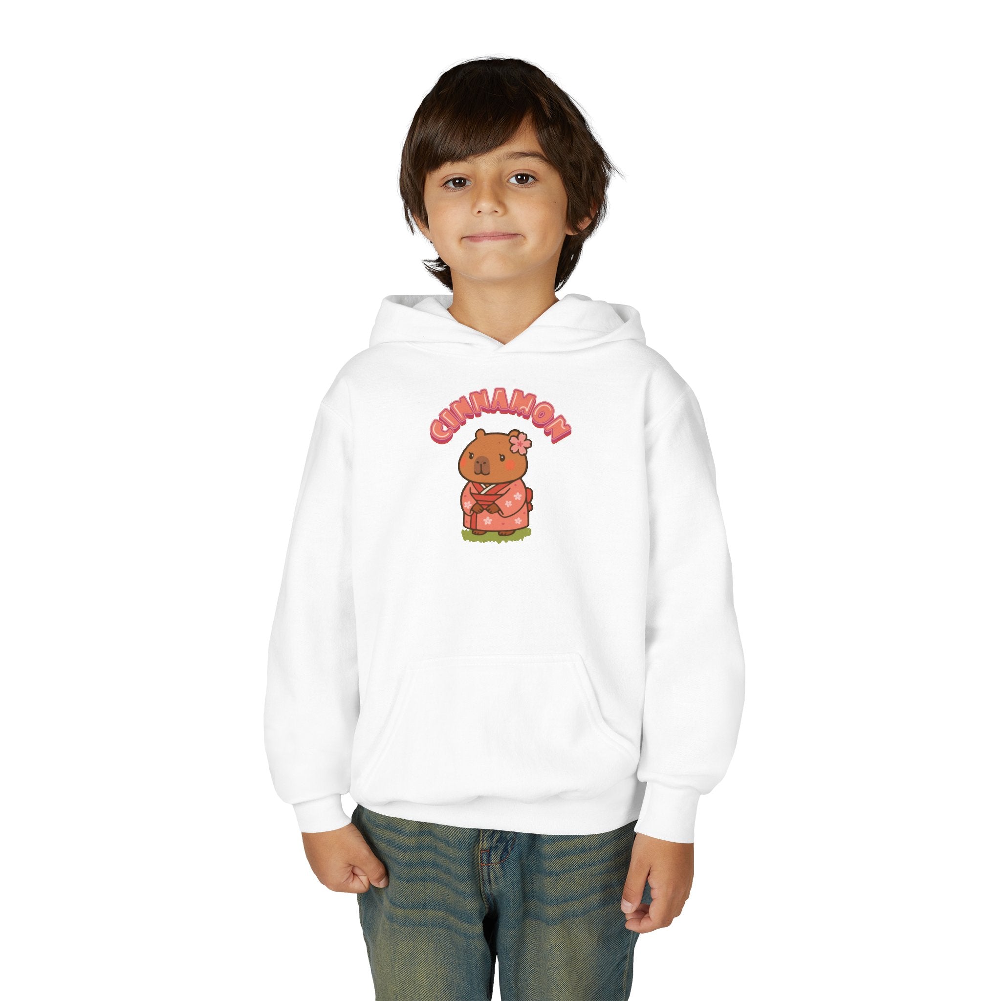 Cinnamon the Cherry Blossom Lover Capybara Cartoon Hoodie, Cute Kawaii Animal Gift