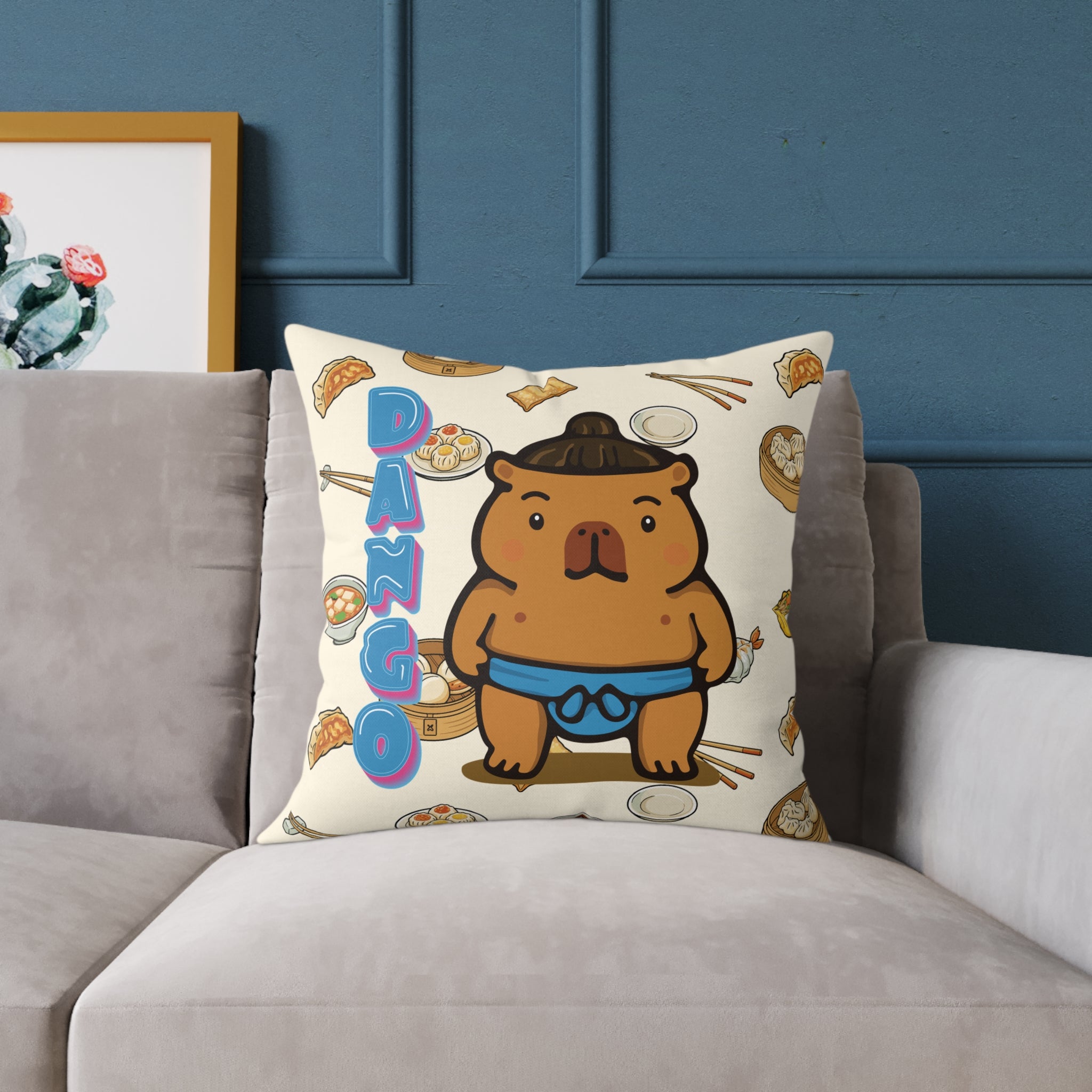 Dango the Sumo Lover Capybara Cartoon Pillow, Cute Kawaii Animal Gift