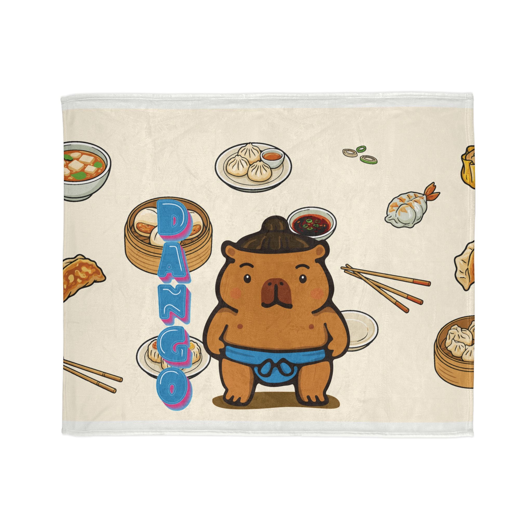 Dango the Sumo Lover Capybara Cartoon Soft Blanket, Cute Kawaii Animal Gift