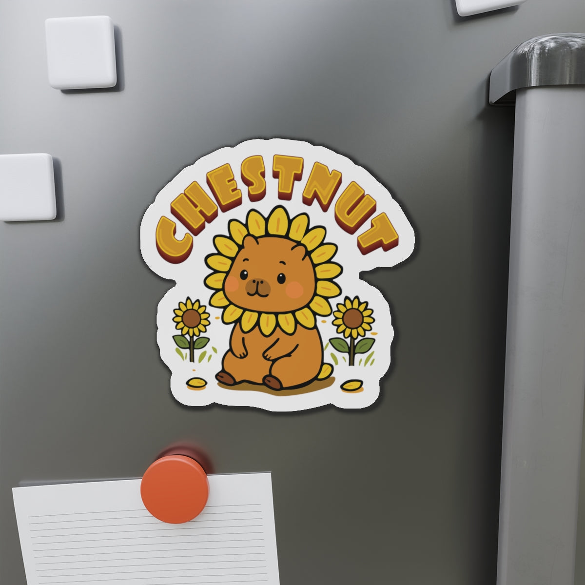Chestnut the Sunflower Lover Capybara Cartoon Magnets, Cute Kawaii Animal Gift