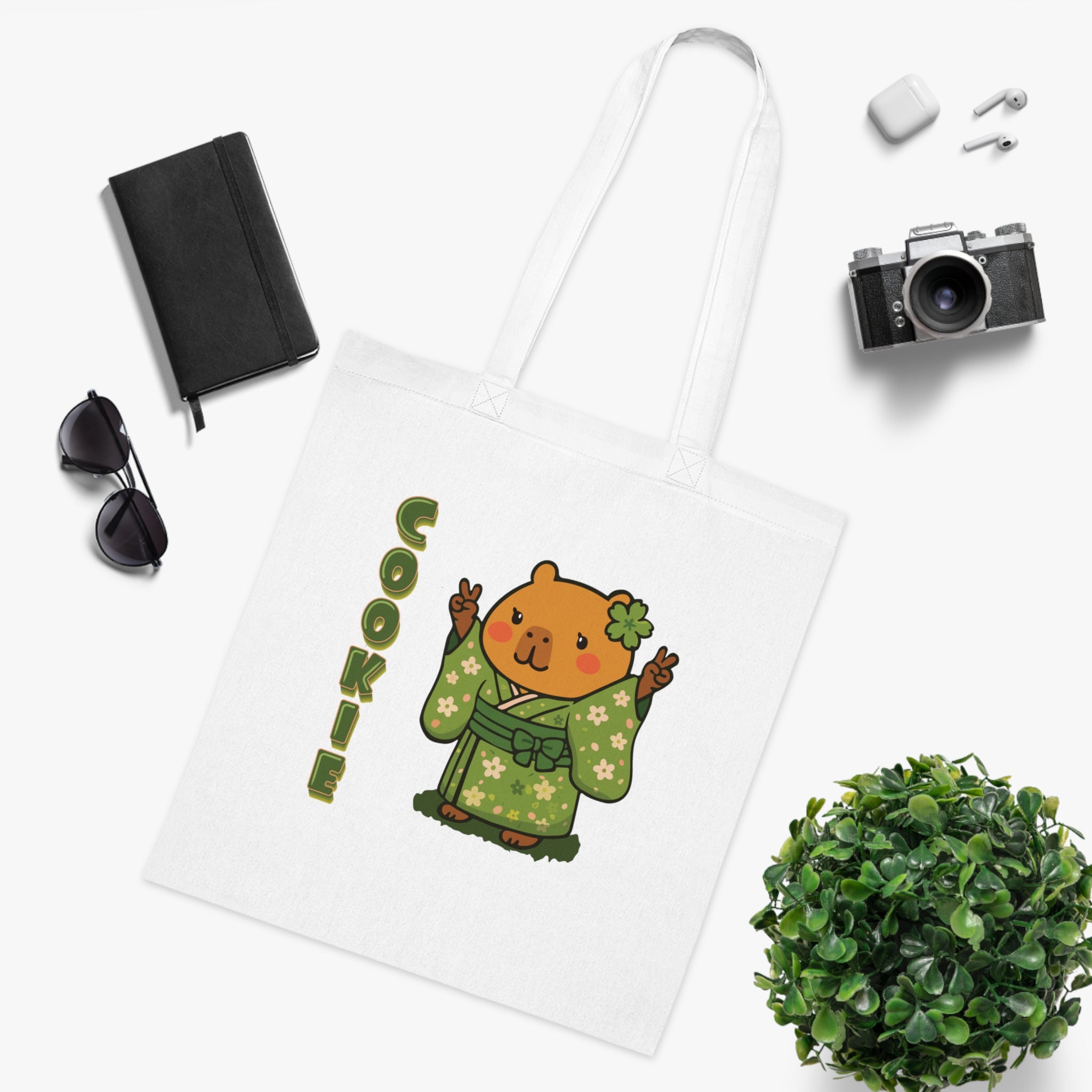 Cookie the Fun Lover Capybara Cartoon Tote Bag, Cute Kawaii Animal Gift