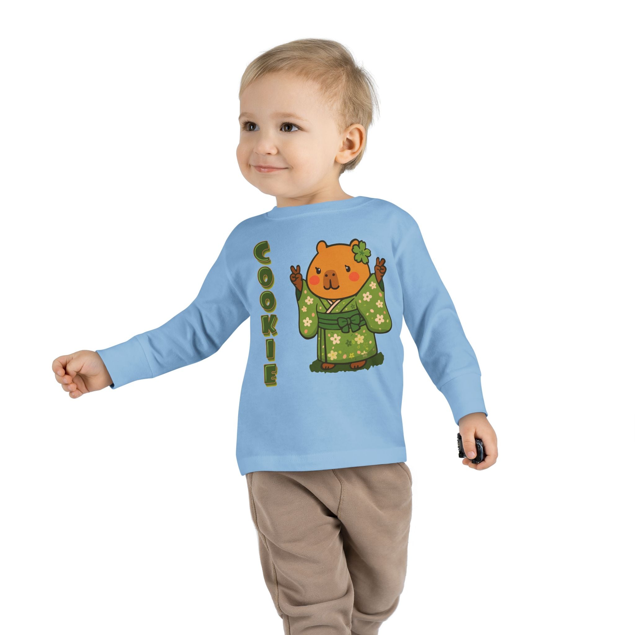 Cookie the Fun Lover Capybara Cartoon long sleeve shirt, Cute Kawaii Animal Gift