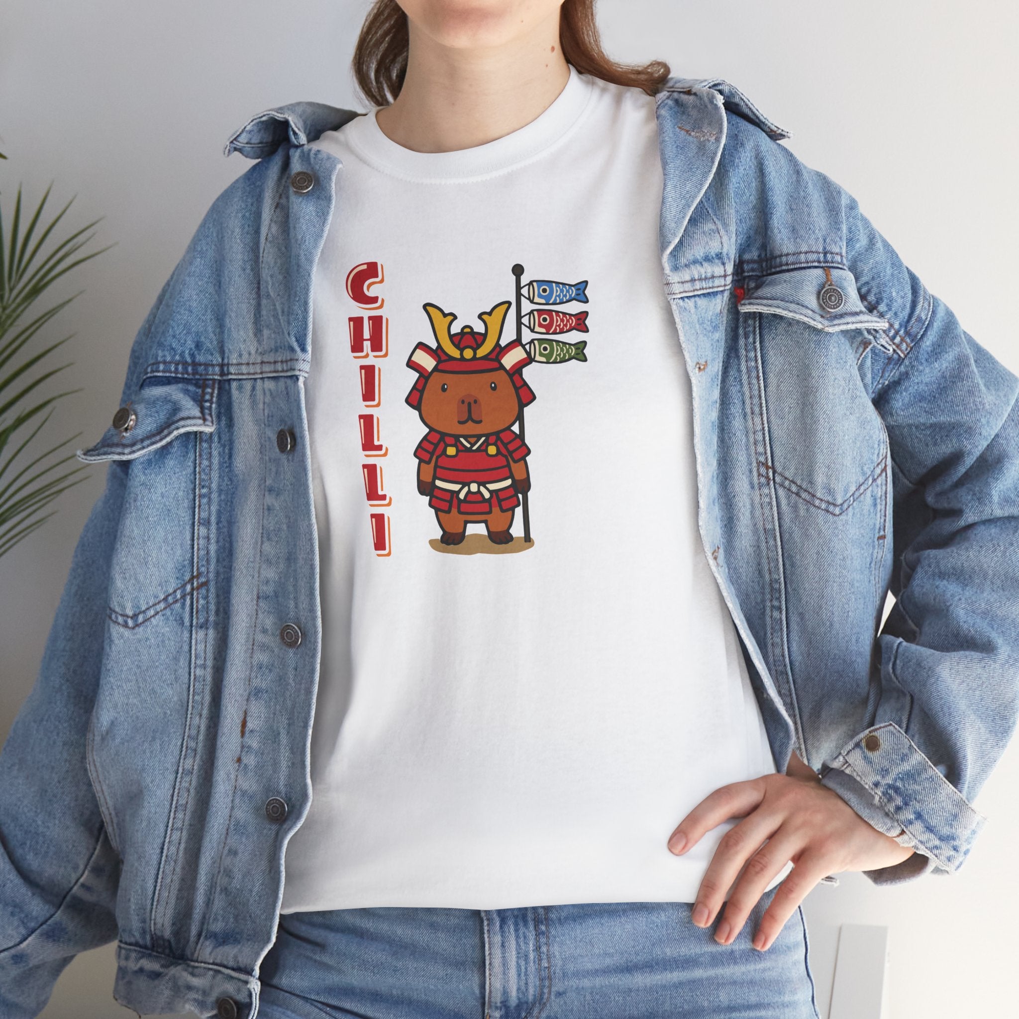Chilli the Samurai Warrior Capybara Cartoon T-Shirt, Cute Kawaii Animal Gift
