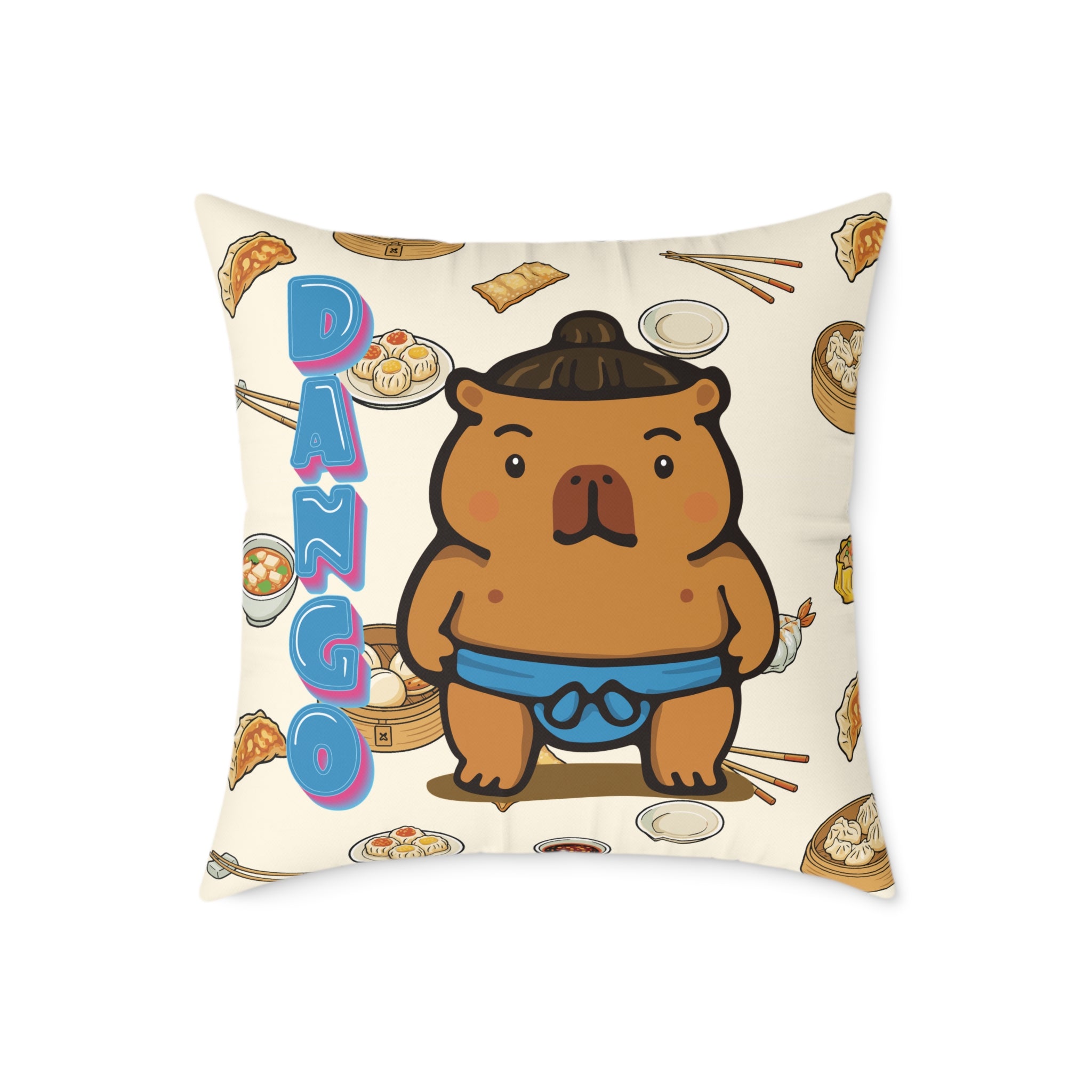 Dango the Sumo Lover Capybara Cartoon Pillow, Cute Kawaii Animal Gift