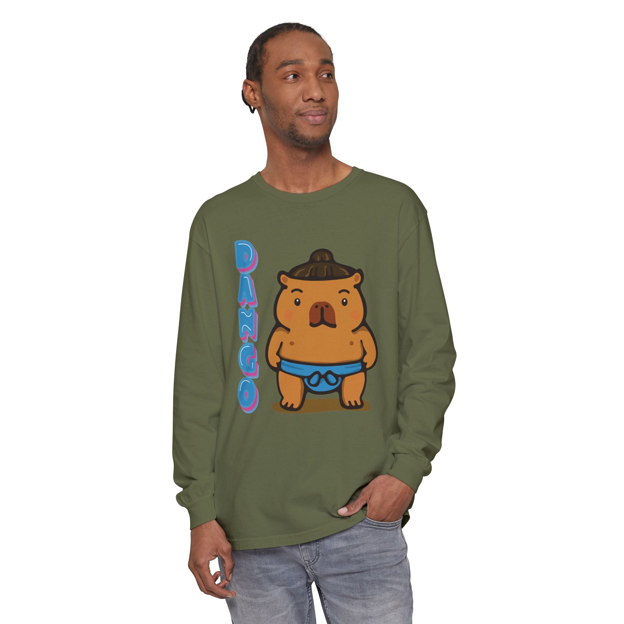 Dango the Sumo Lover Capybara Cartoon long sleeve shirt, Cute Kawaii Animal Gift