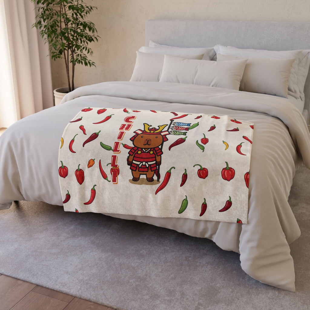Chilli the Samurai Warrior Capybara Cartoon Soft Blanket, Cute Kawaii Animal Gift