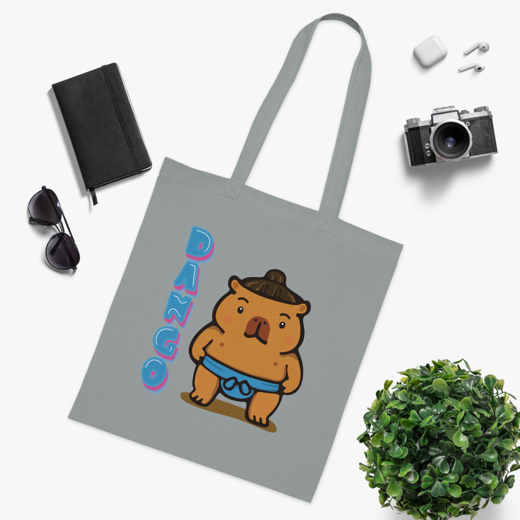 Dango the Sumo Lover Capybara Cartoon Tote Bag, Cute Kawaii Animal Gift