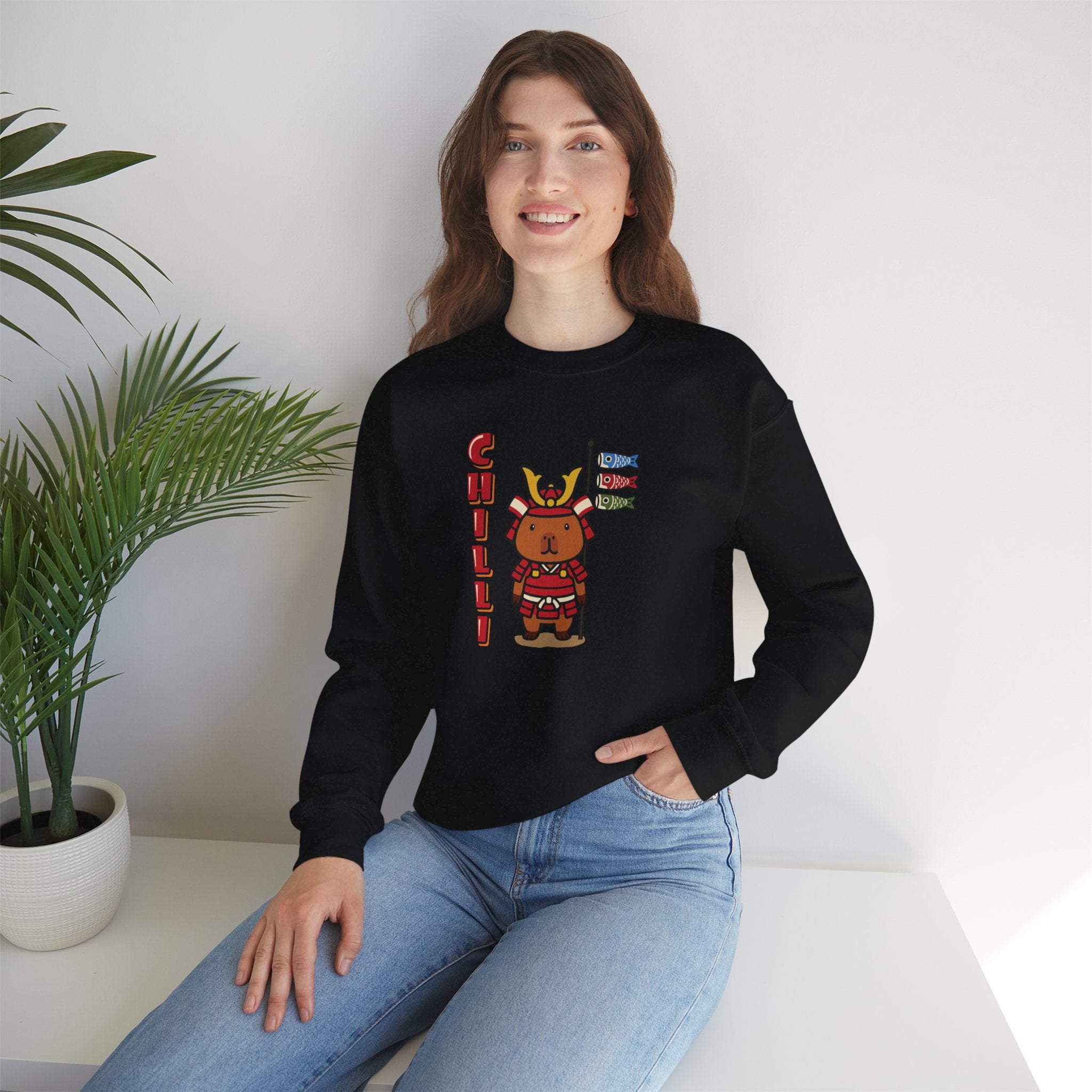 Chilli the Samurai Warrior Capybara Cartoon Sweater, Cute Kawaii Animal Gift for Adults