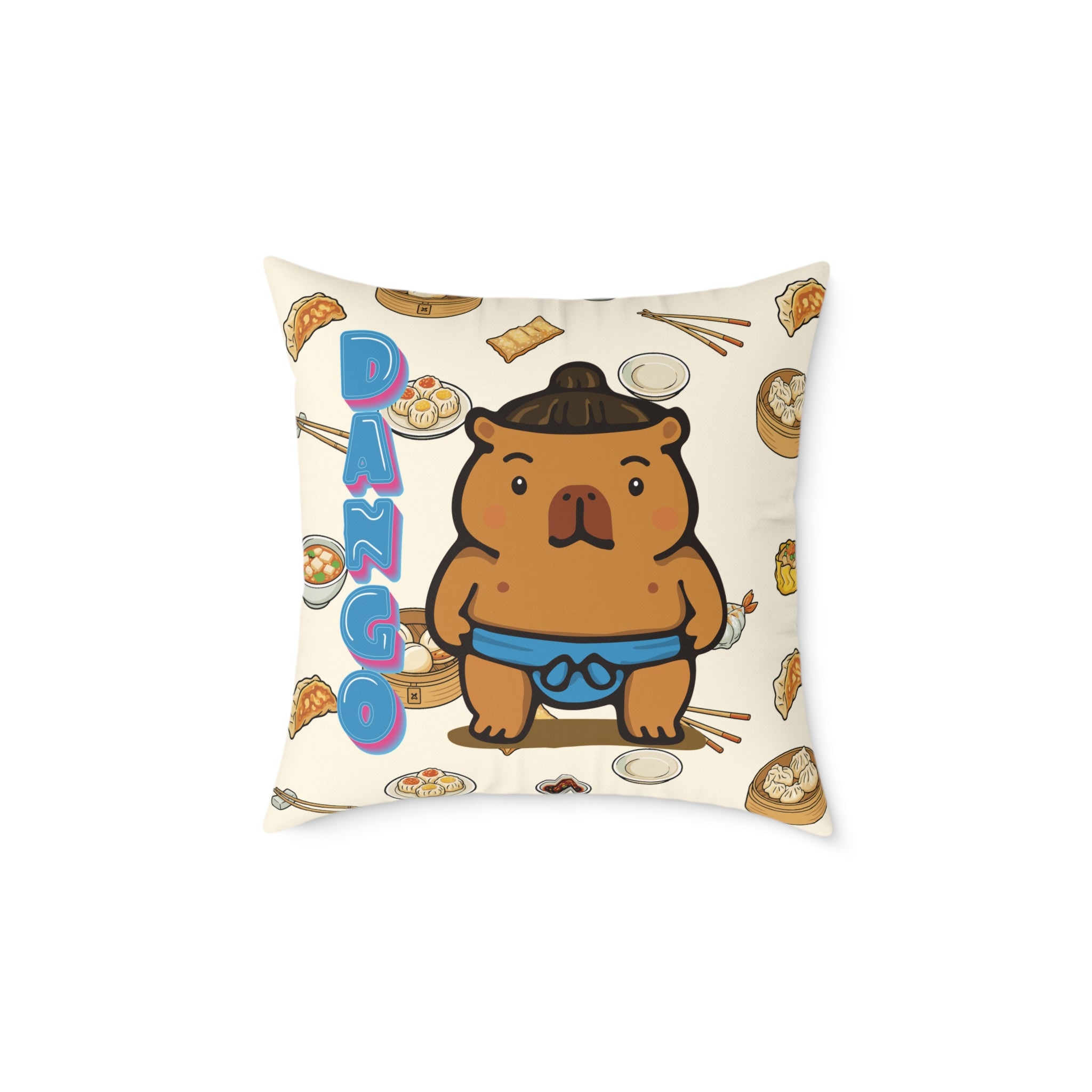 Dango the Sumo Lover Capybara Cartoon Pillow, Cute Kawaii Animal Gift