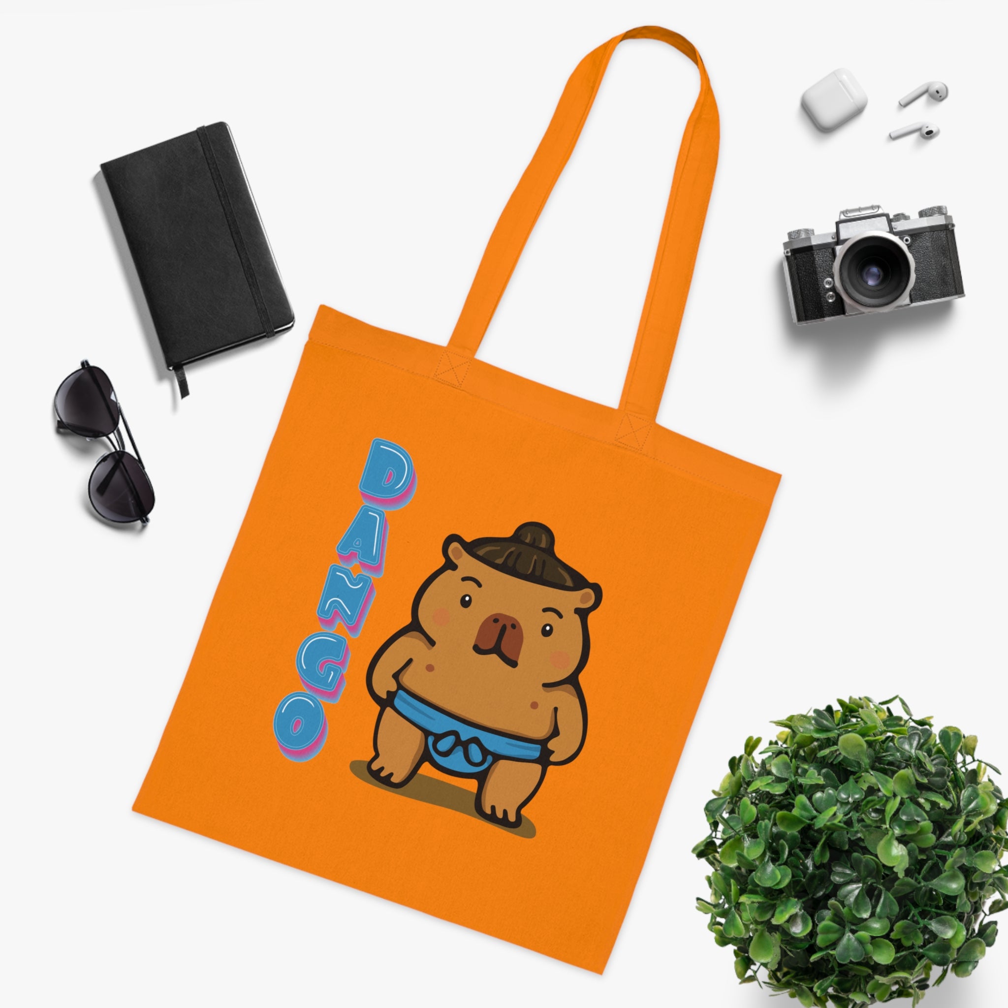 Dango the Sumo Lover Capybara Cartoon Tote Bag, Cute Kawaii Animal Gift