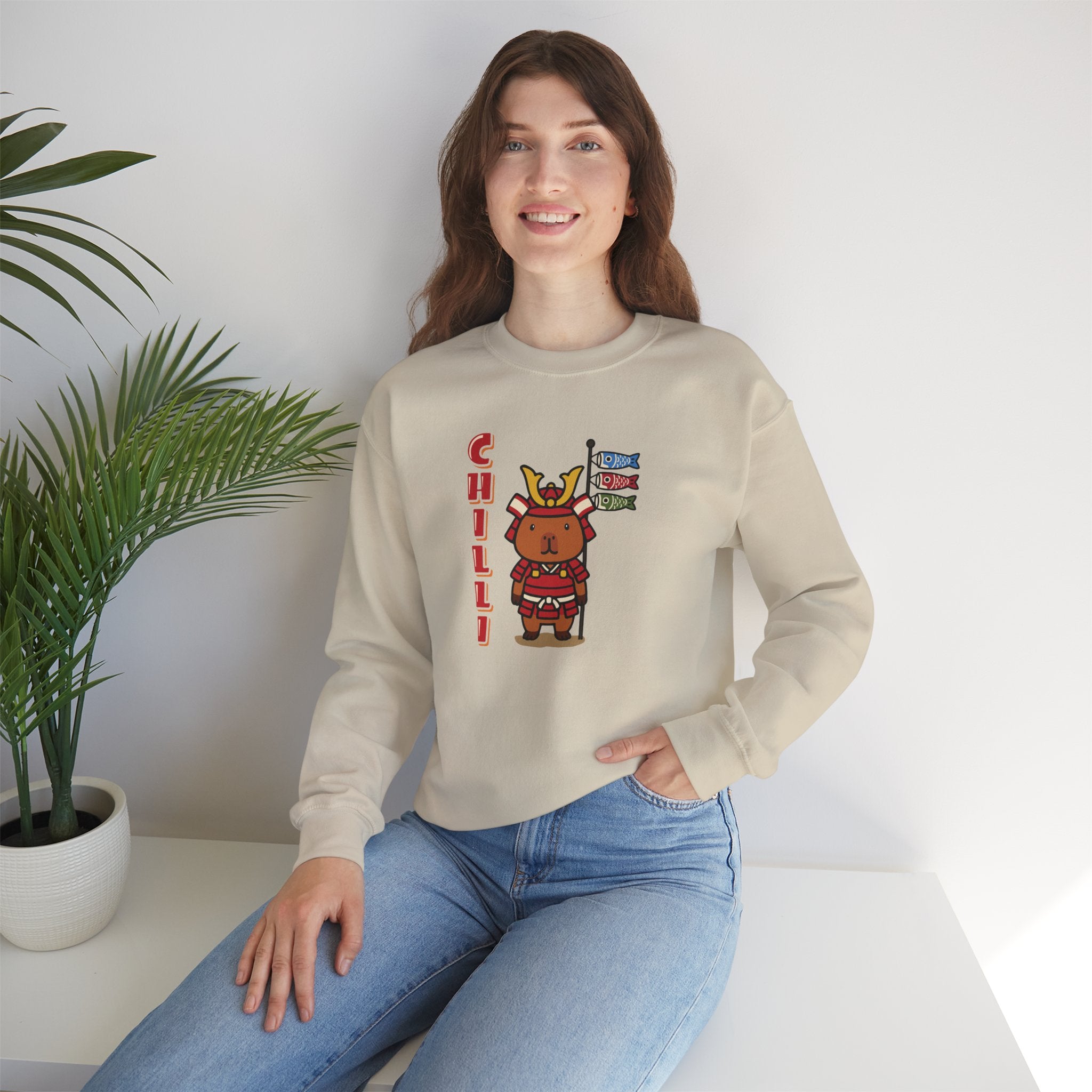 Chilli the Samurai Warrior Capybara Cartoon Sweater, Cute Kawaii Animal Gift for Adults