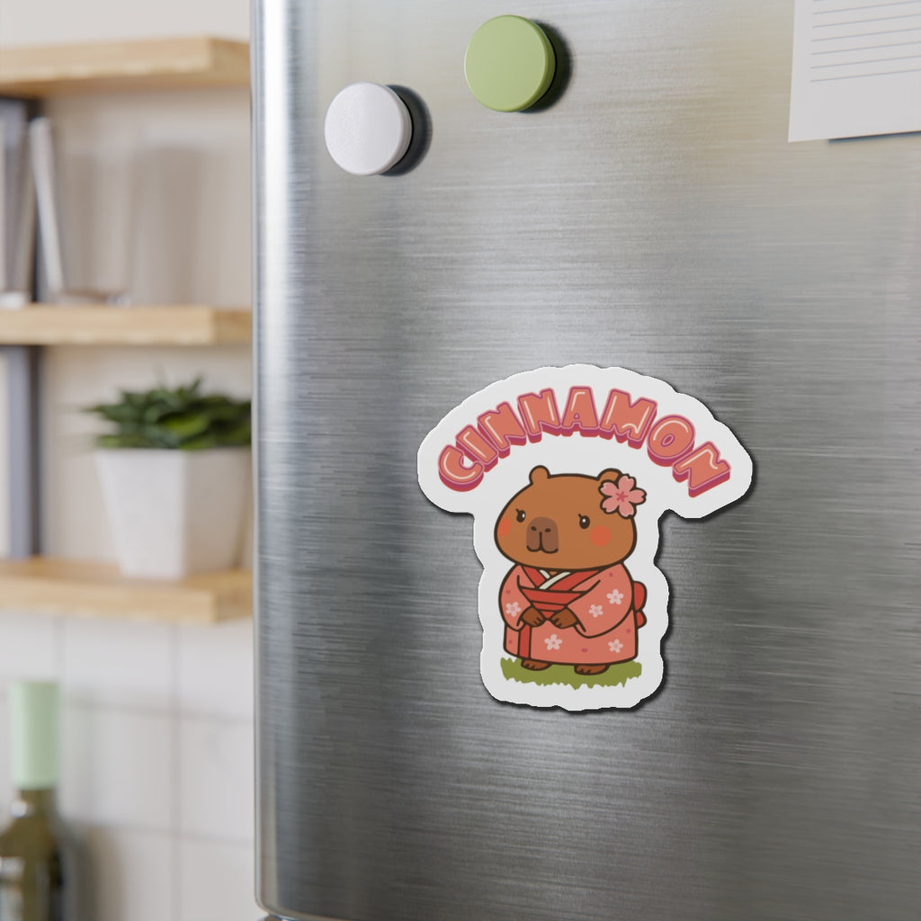 Cinnamon the Cherry Blossom Lover Capybara Cartoon Magnets, Cute Kawaii Animal Gift