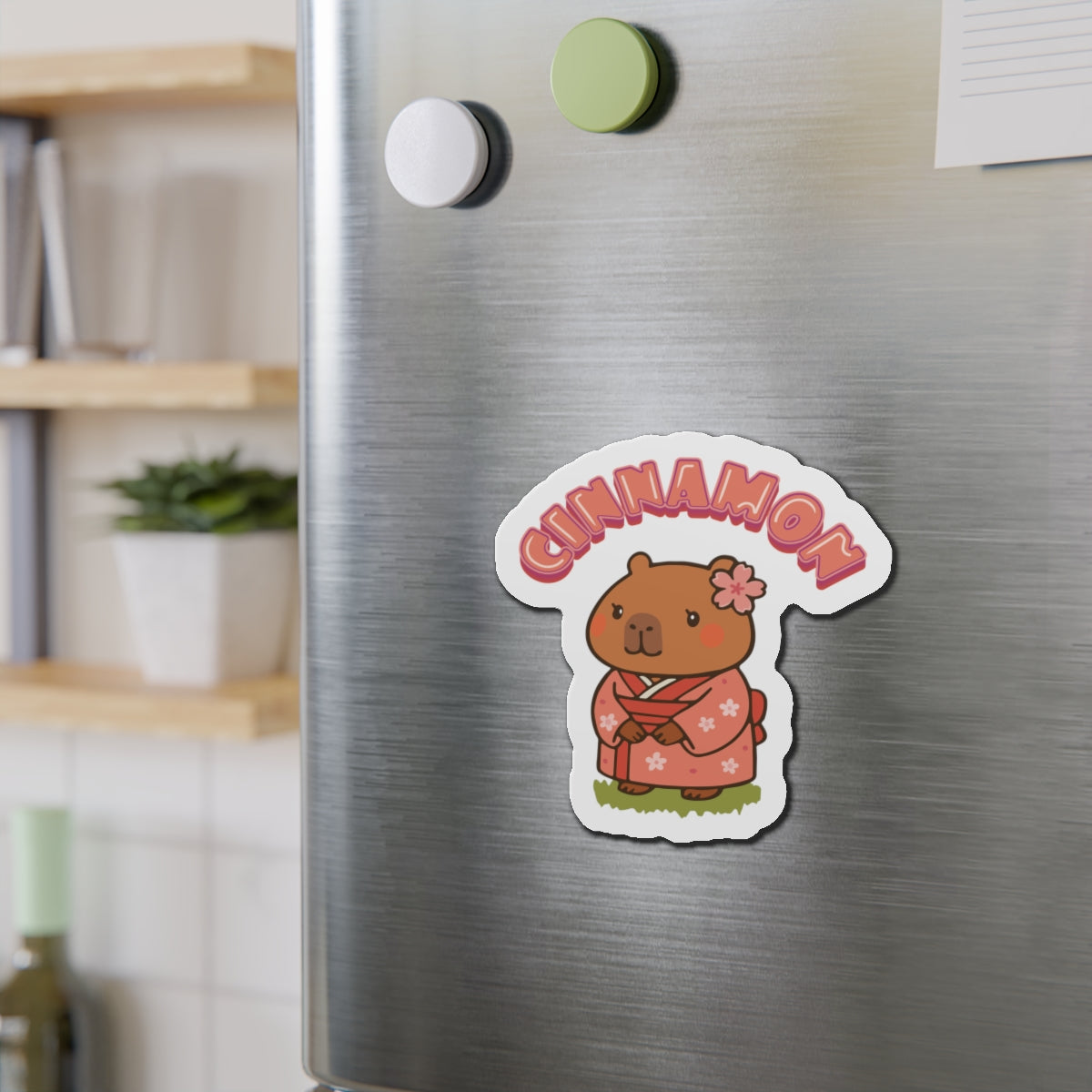 Cinnamon the Cherry Blossom Lover Capybara Cartoon Magnets, Cute Kawaii Animal Gift