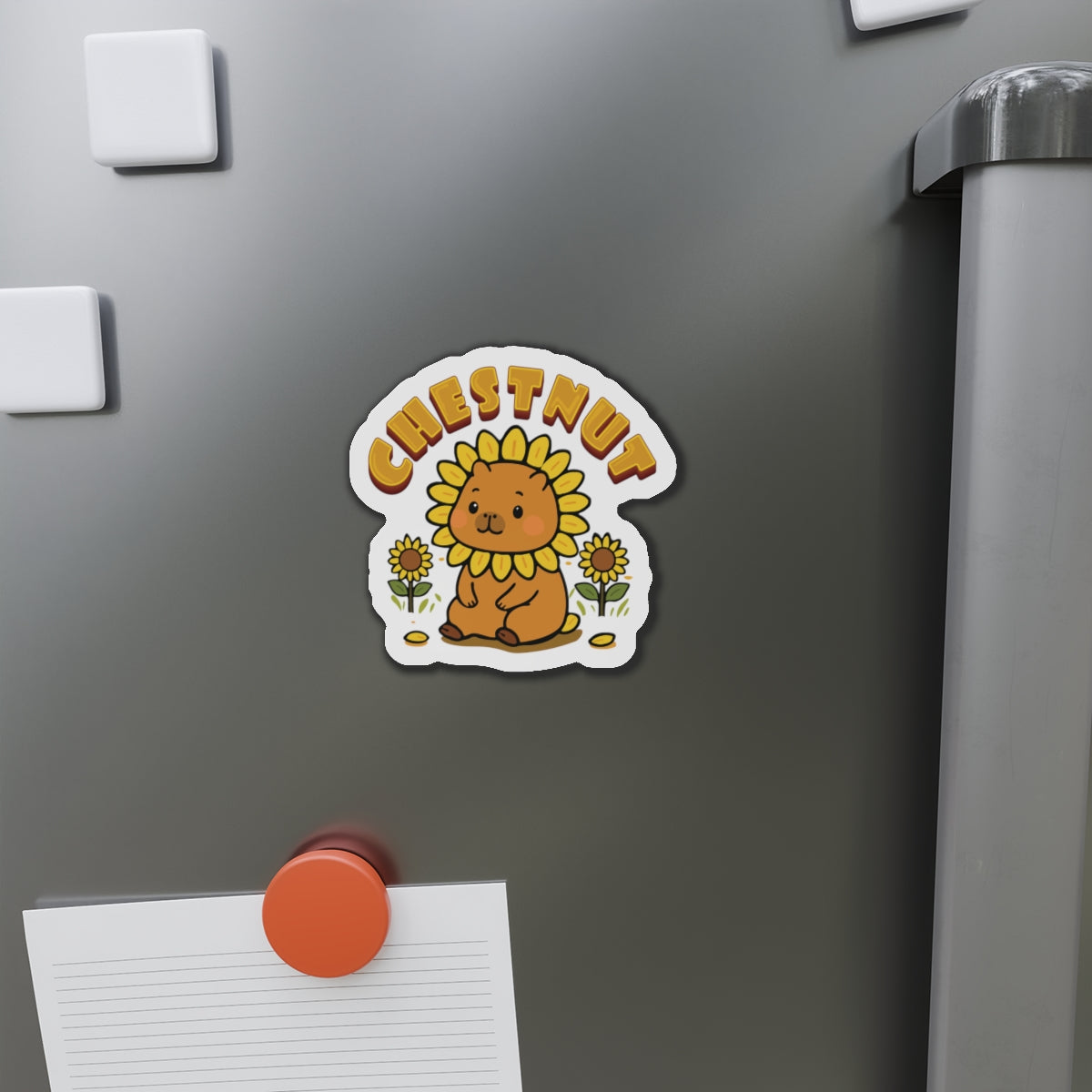 Chestnut the Sunflower Lover Capybara Cartoon Magnets, Cute Kawaii Animal Gift