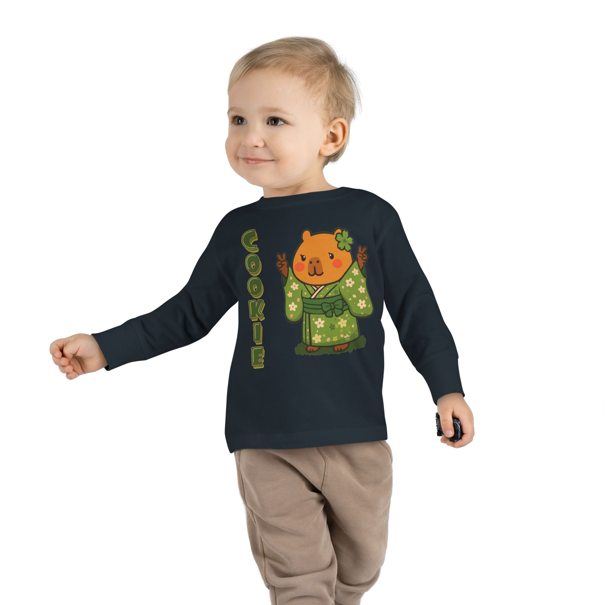 Cookie the Fun Lover Capybara Cartoon long sleeve shirt, Cute Kawaii Animal Gift