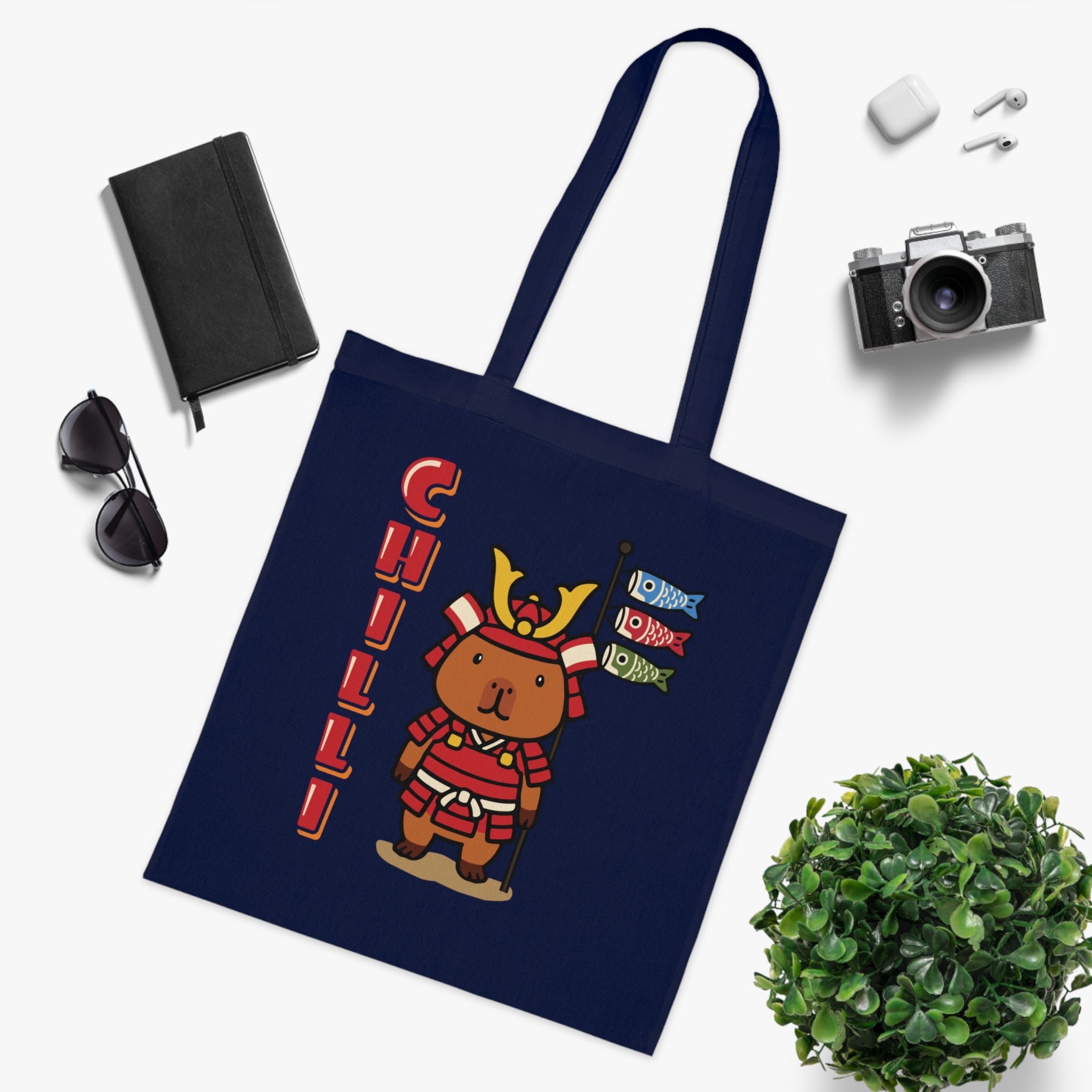 Chilli the Samurai Warrior Capybara Cartoon Tote Bag, Cute Kawaii Animal Gift