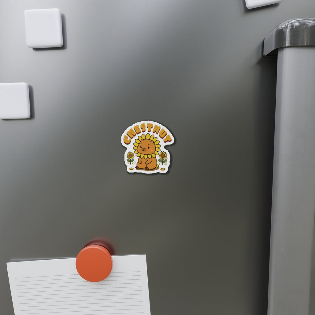 Chestnut the Sunflower Lover Capybara Cartoon Magnets, Cute Kawaii Animal Gift