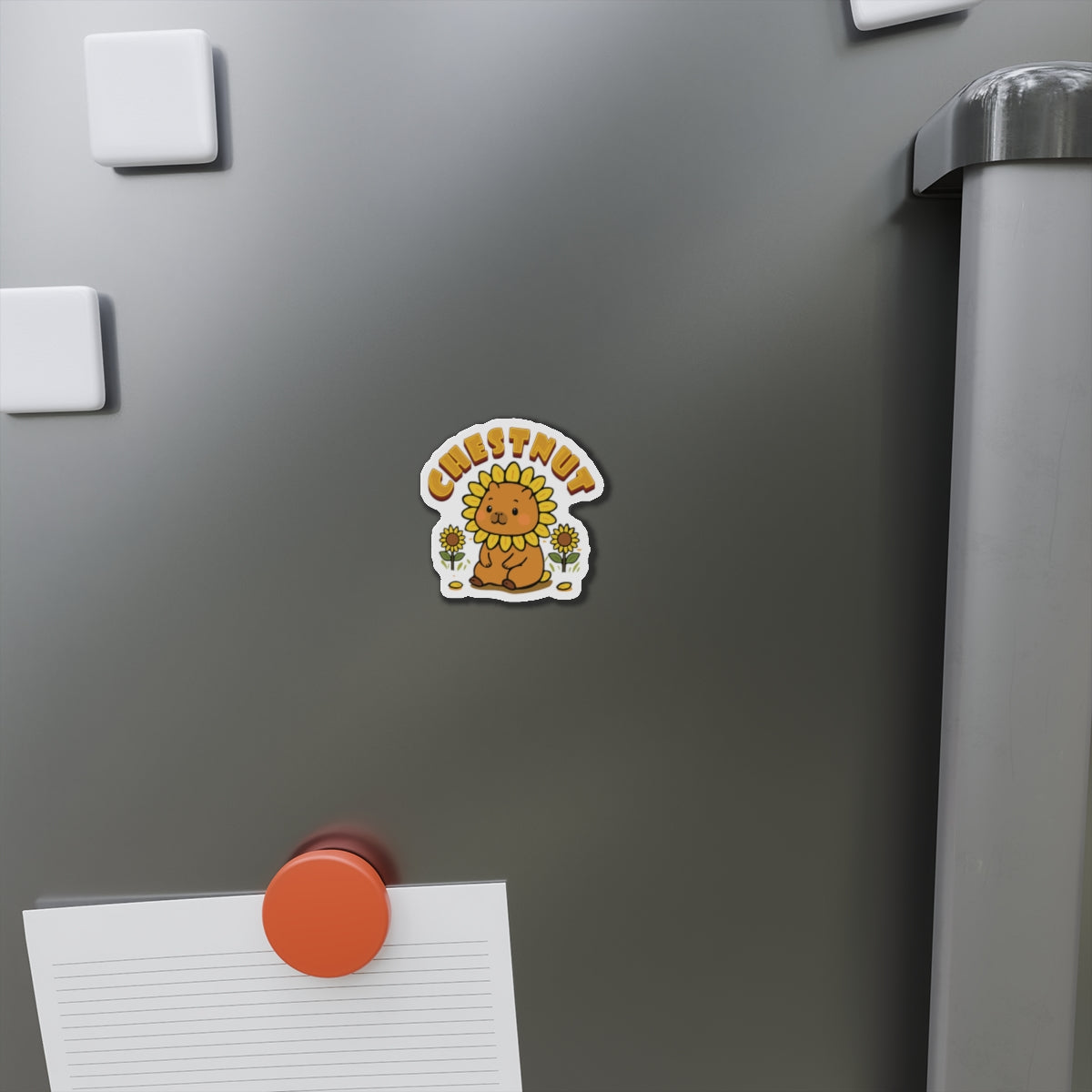 Chestnut the Sunflower Lover Capybara Cartoon Magnets, Cute Kawaii Animal Gift