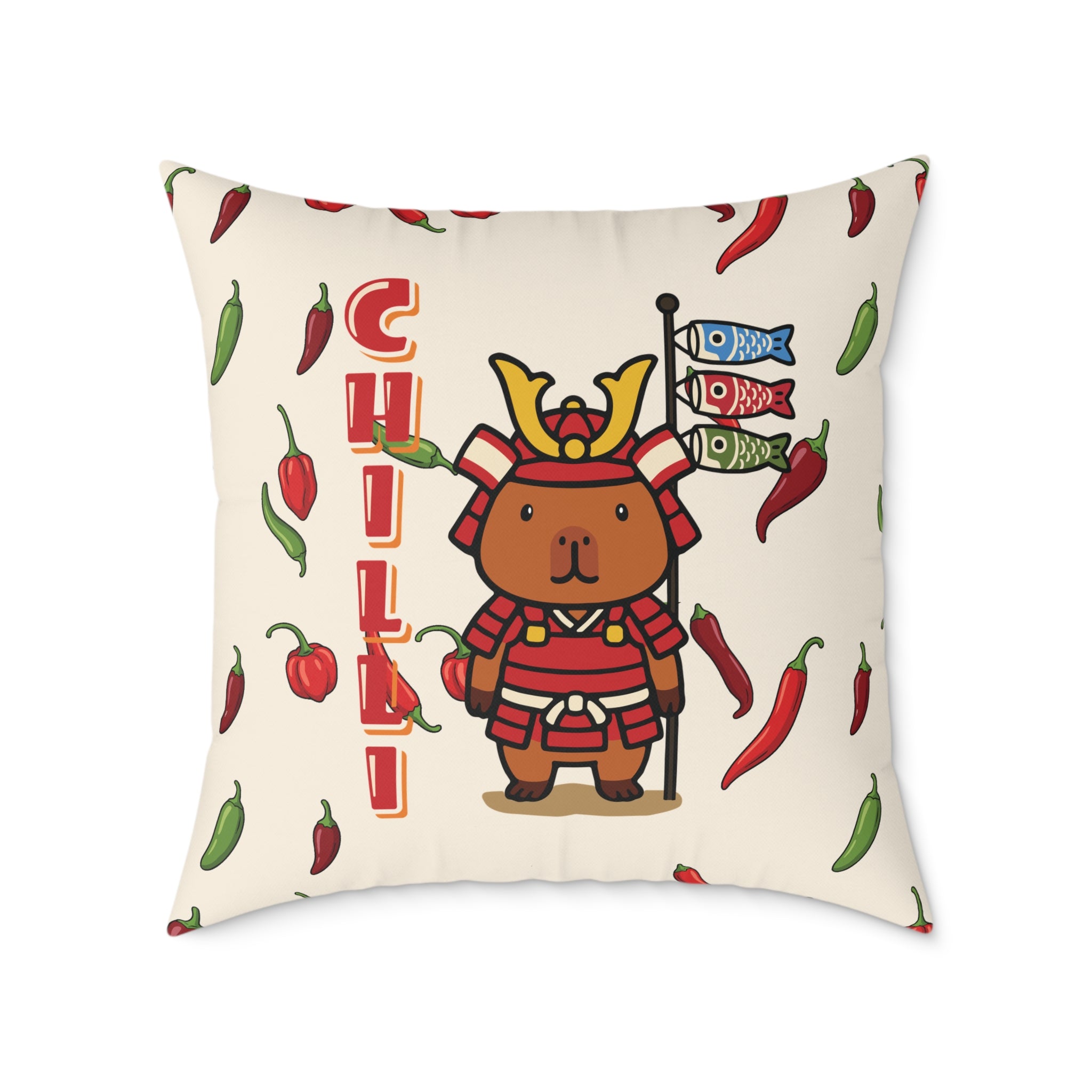 Chilli the Samurai Warrior Capybara Cartoon Pillow, Cute Kawaii Animal Gift